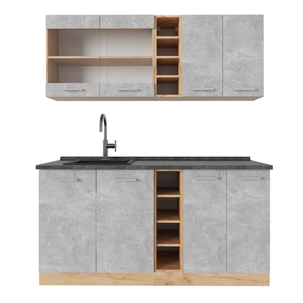 Vicco Küchenzeile R-Line, Beton/Goldkraft Eiche, 160 günstig online kaufen