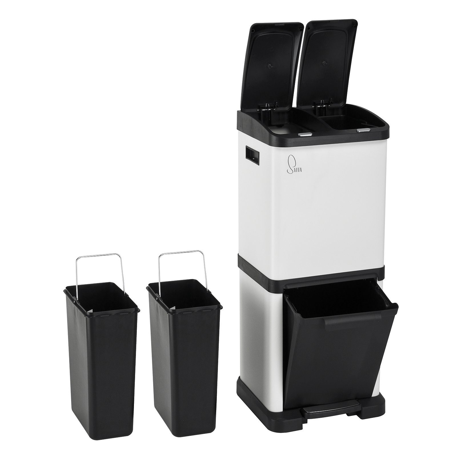 SVITA Mülltrennsystem 3XCombo, 32L Fassungsvermögen, Inneneimer mit Henkel, robust und langlebig