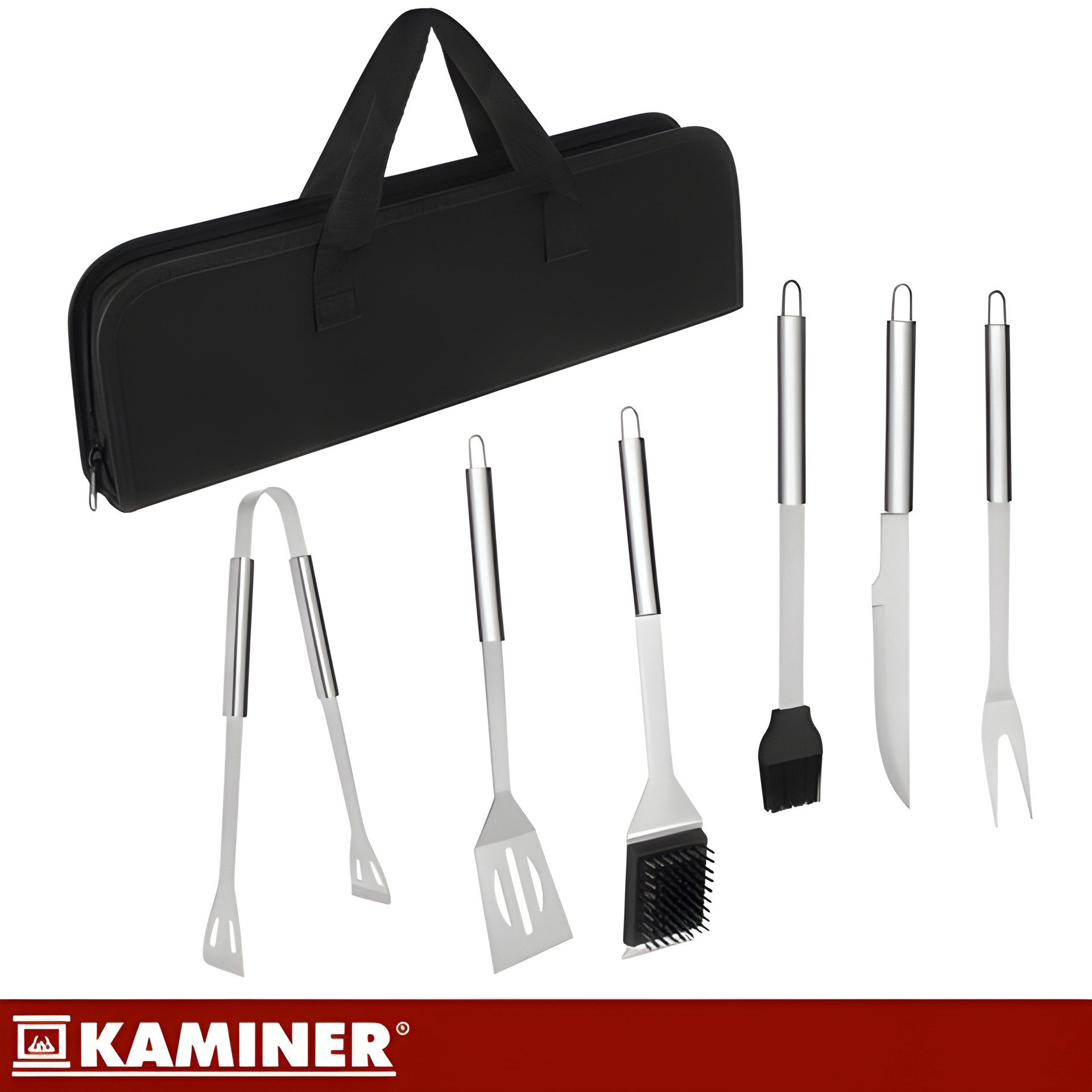 Kaminer Grillbesteck-Set BBQ Set Grill Zubehör Steak Messer Grillwender Zange, (Grillset, 6 tlg., 6-teiliges Grillbesteck-Set, inklusive Transportkoffer), inkl. – Bild 3 von 5