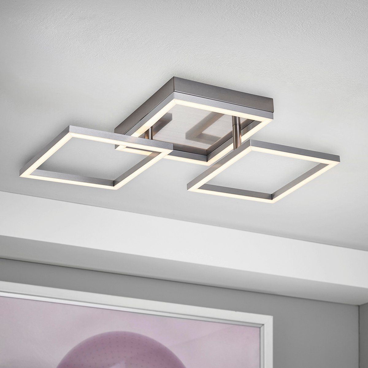 matt Deckenleuchte D119, warmweiß, Rahmen LED Deckenleuchte LED Leuchte Wand MeLiTec Deckenleuchte nickel