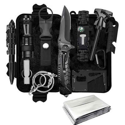 MDHAND Multitool Außen Notfall Survival Kit mit Messer/ Taktische Taschenlampe, (12 St), Camping