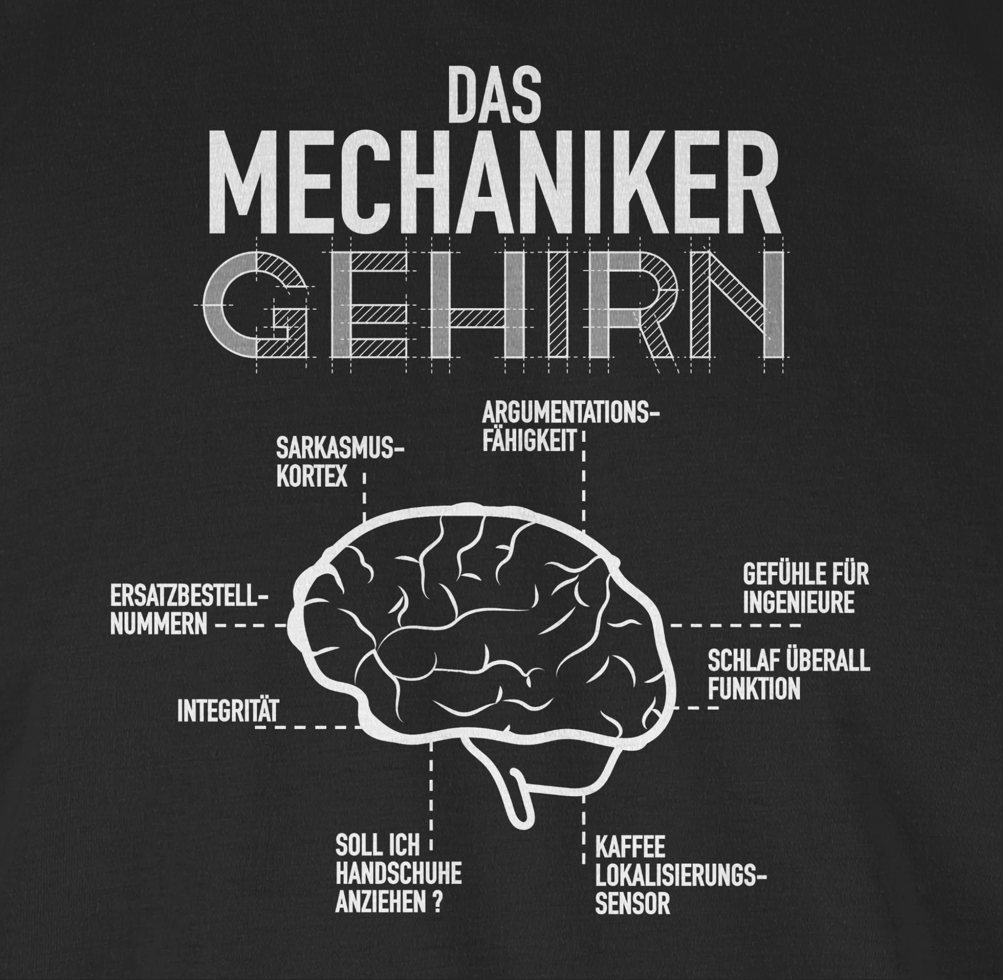 Handwerker Gehirn Das T-Shirt Mechaniker 1 Geschenke Shirtracer Schwarz