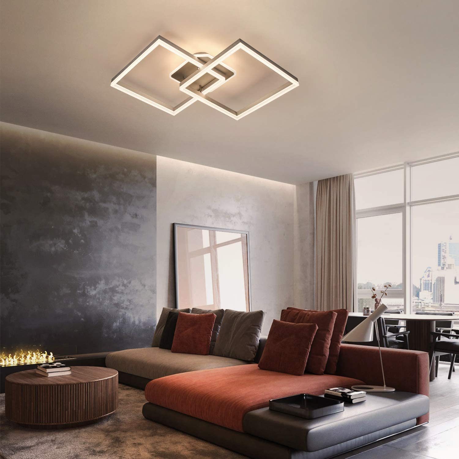Quadratisch Modern integriert, Dimmbar Deckenleuchte LED Fernbedienung fest ZMH mit Schlafzimmer, für LED