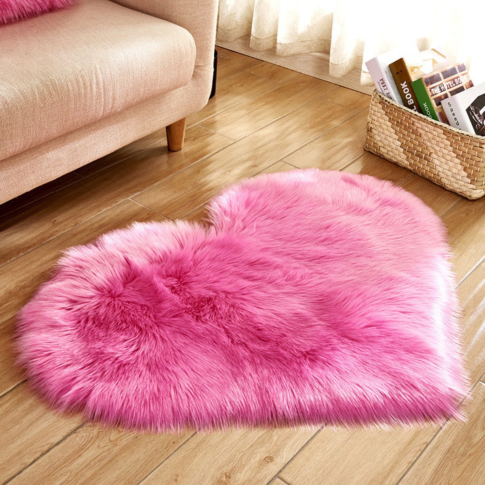 Jibenhome Hochflor-Teppich Herzförmiger Fellteppich,Kunstfell Schaffell,Hoc günstig online kaufen