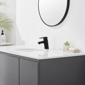 AuraLum pro Waschtischarmatur Wasserhahn Bad WC Waschbecken Armatur Badezimmer Mischbatterie Schwarz