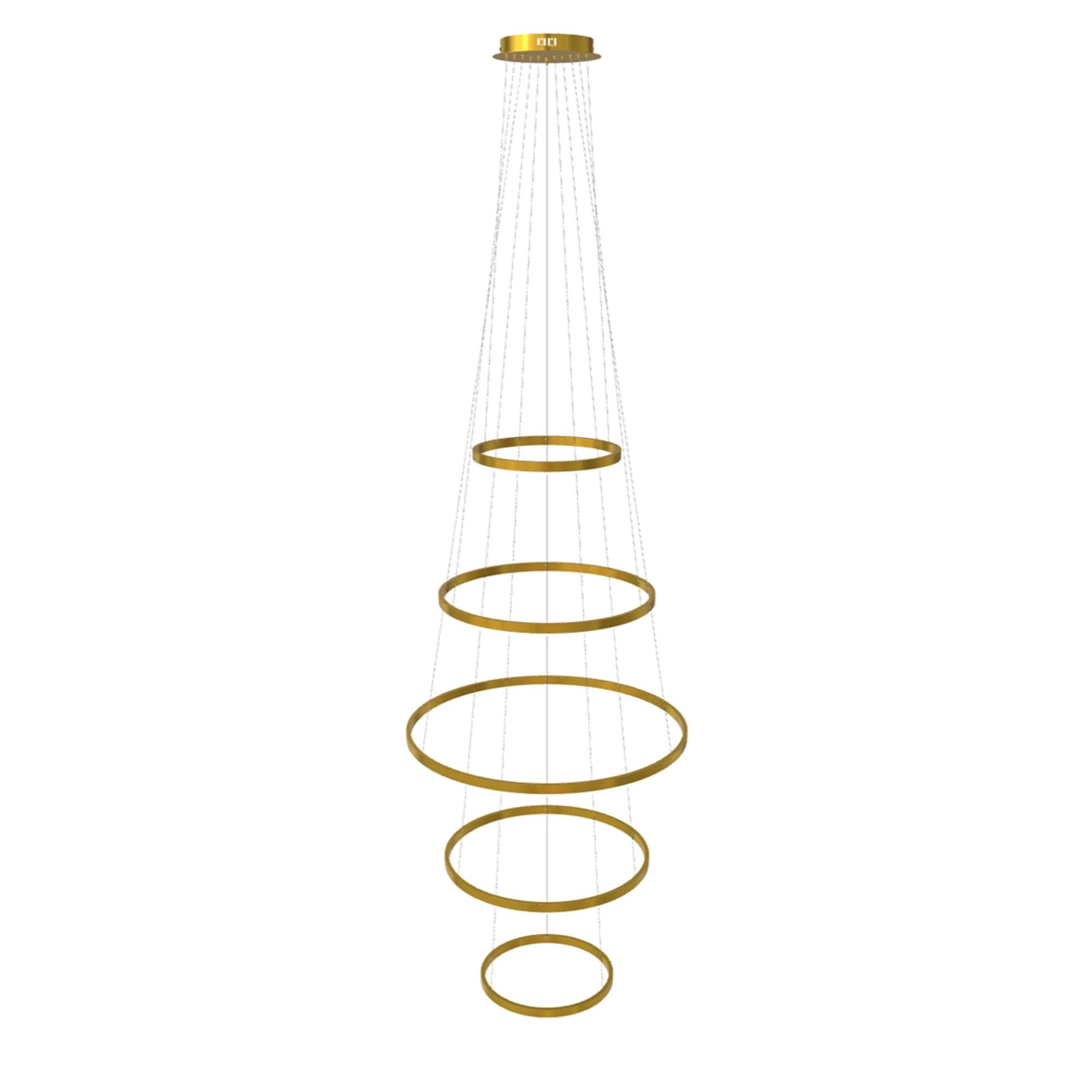 s.luce Pendelleuchte LED 5er-Ring Pendelleuchten Kombination Zentrisch Gold, Warmweiß