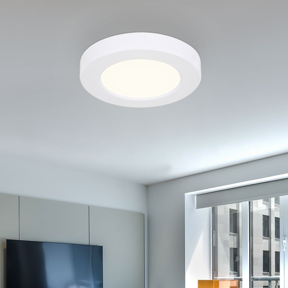 weiß Wohnzimmerleuchte Tageslichtlampe LED fest Deckenlampe Deckenleuchte LED Tageslichtweiß, etc-shop Neutralweiß, verbaut, Deckenleuchte, Kaltweiß, LED-Leuchtmittel Warmweiß,