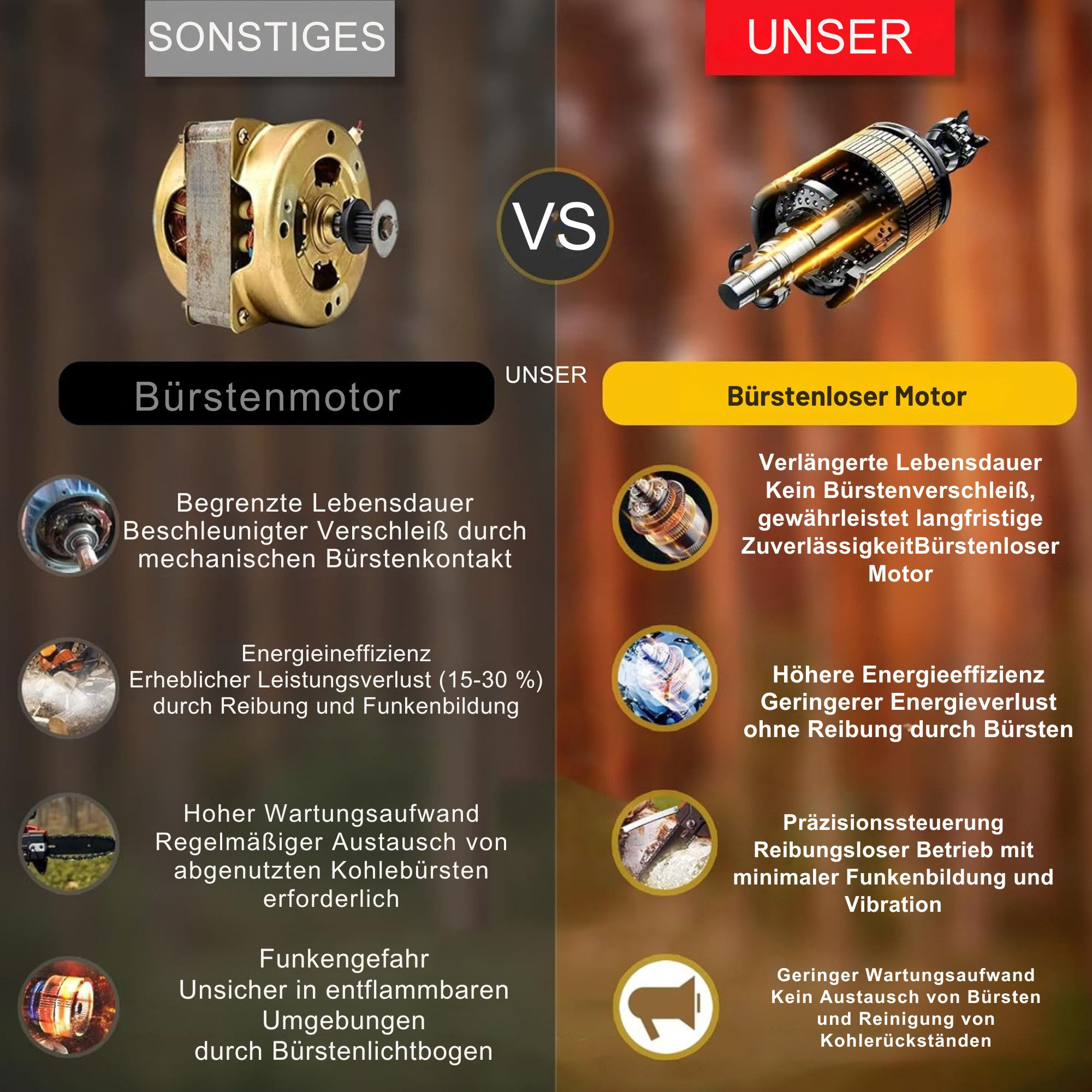 Vivitar Akku-Kettensäge mit Brushless Motoren und mit 2 200mAh Akku, sicher im Gebrauch, bestes DIY-Geschenk für Familie und Freunde, sicher im Gebrauch, leicht zu wartende elektrische Kettensäge, Mini-Kettensäge zum Schneiden von Holz, Beschneiden, Gartenarbeit