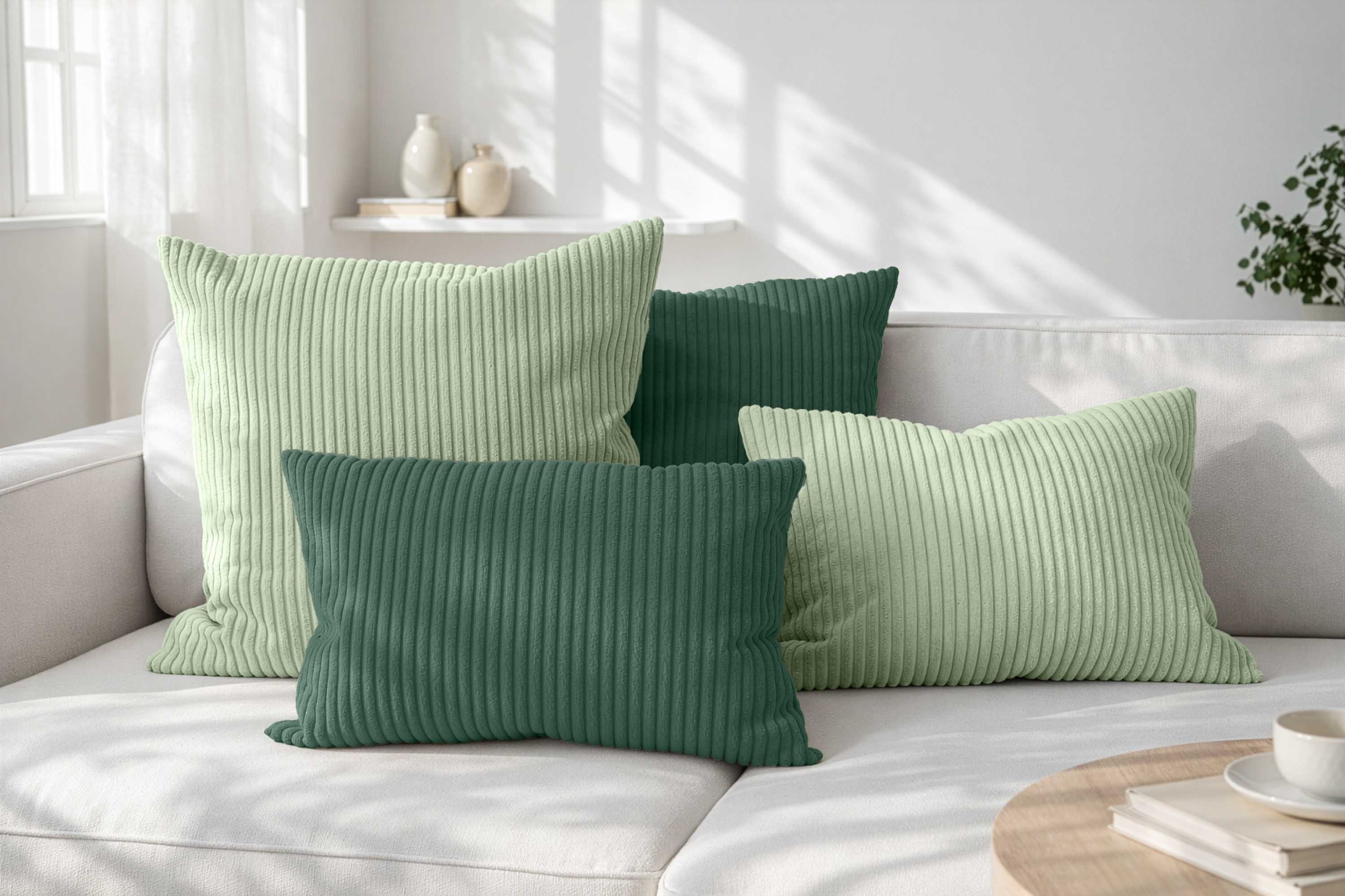 Amilian Dekokissen Sofakissen Cord-Optik 4er Set mit Füllung 2x 40x40 + 2x 35x45 cm, mit Füllung, Hotelverschluss, formstabil