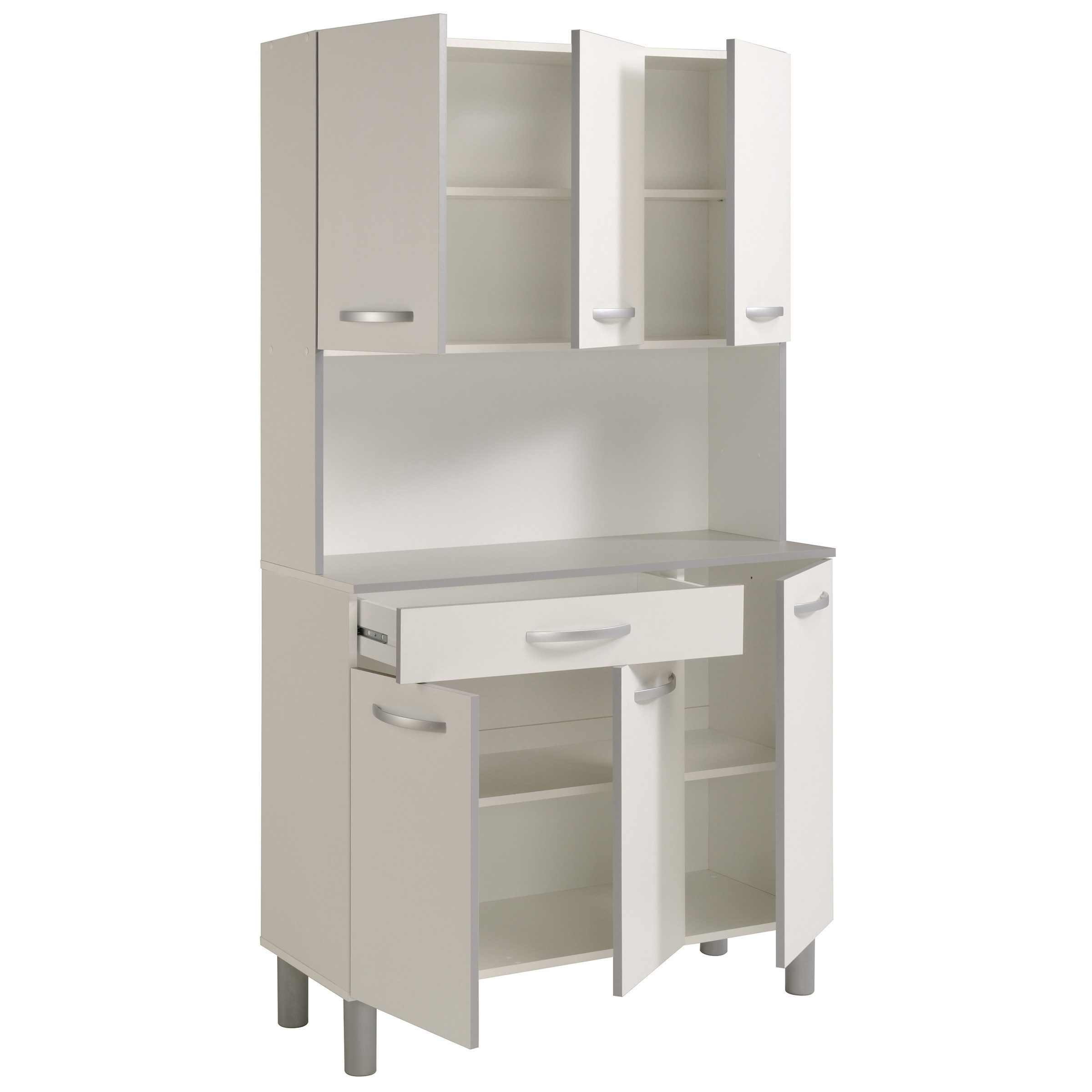 Parisot Küchenbuffet Spoon 1 in Weiss / Grau - 101x185x40cm (BxHxT) günstig online kaufen