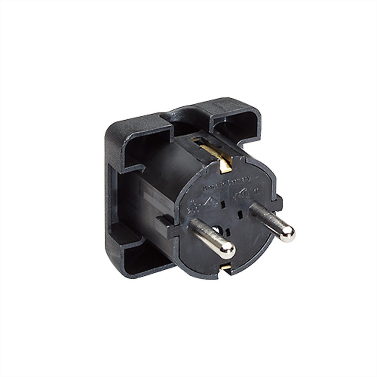 Bachmann Schutzkontaktstecker Stromadapter, 0 cm, schwarz flach