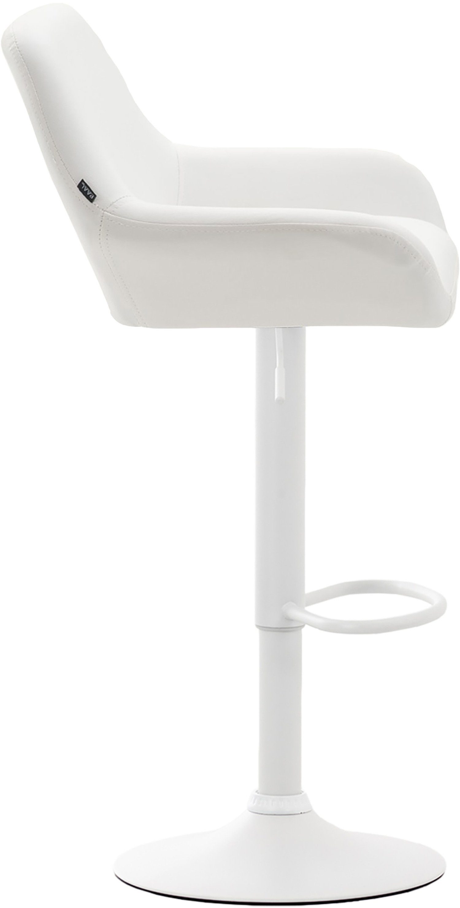 Fußstütze Sitzfläche Barhocker & Rückenlehne angenehmer (Barstuhl Theke Bragnum bequemer Metall - Weiß und mit - TPFLiving für Gestell weiß Hocker 360° Sitzfläche: Kunstleder drehbar), Küche