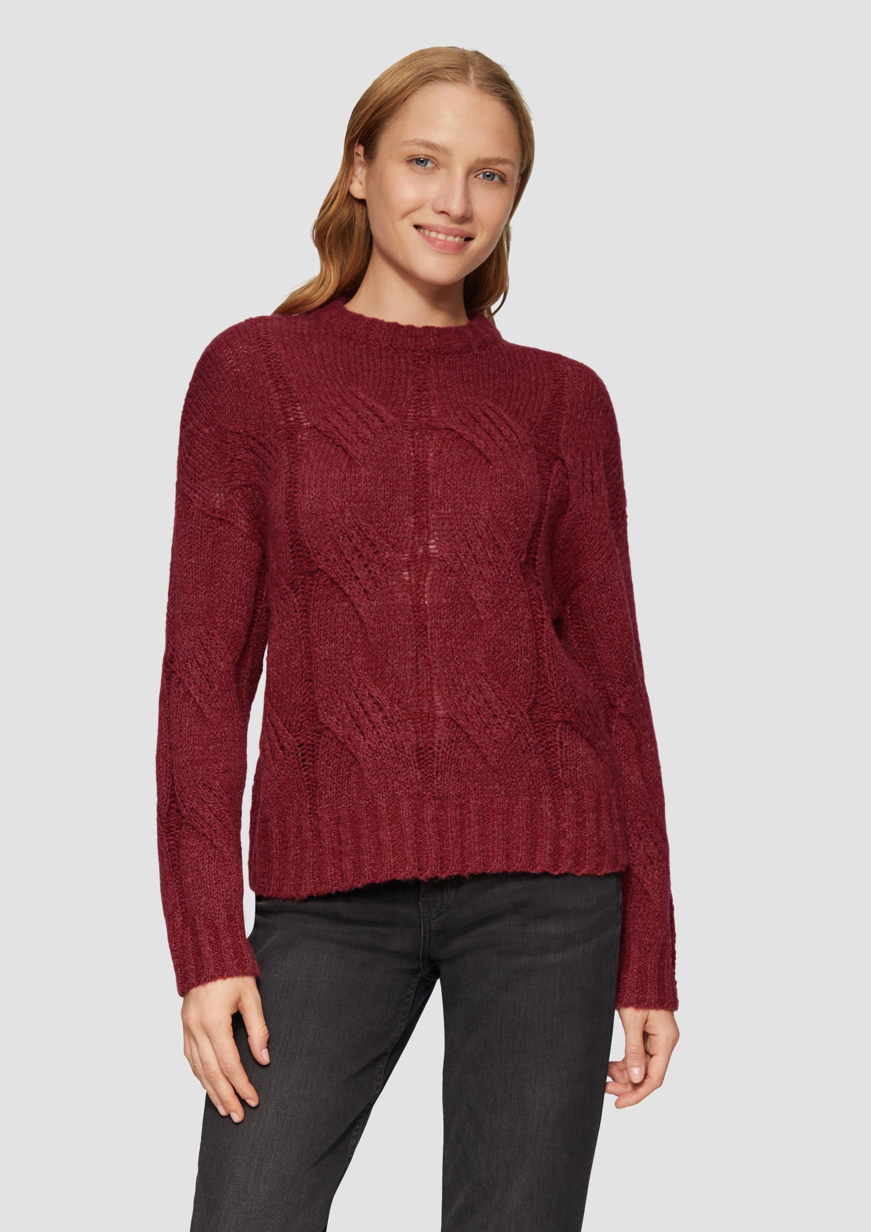 Strickpullover Zopfstrickpullover im Relaxed Fit