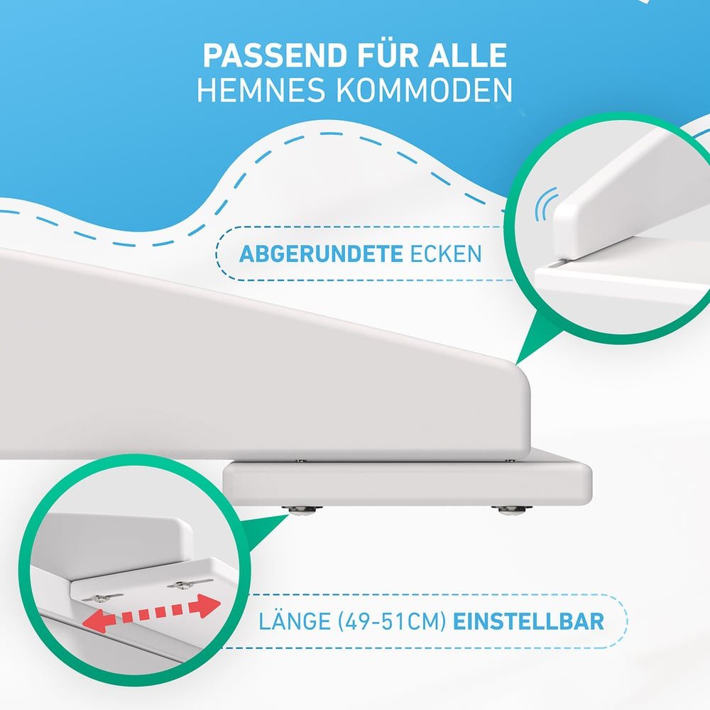 FLIPLINE® Wickeltisch Hemnes Installation in 2 min. mit Doppel-Befestigung (27-tlg), Wickeltischaufsatz zeitloses Design Kommode Windeln wechseln Hemnes