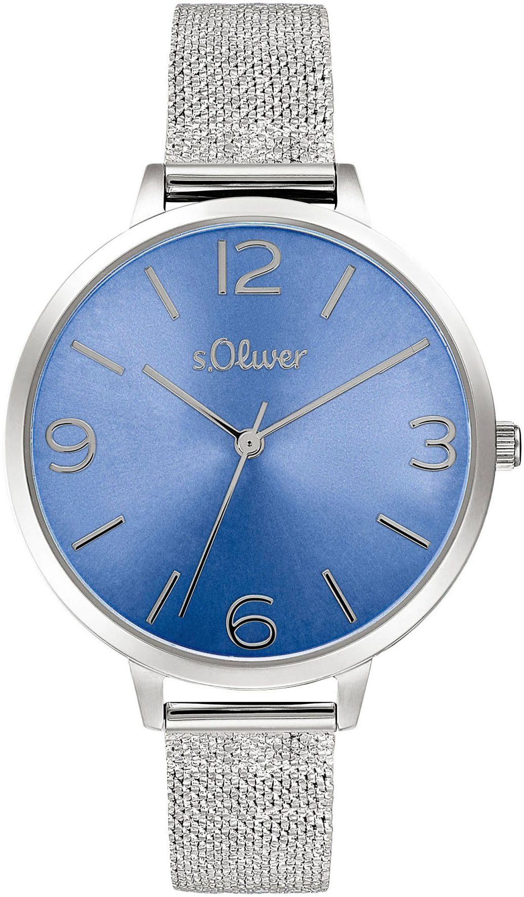 s.Oliver Quarzuhr 2037703, Armbanduhr, Damenuhr, analog, Edelstahlarmband