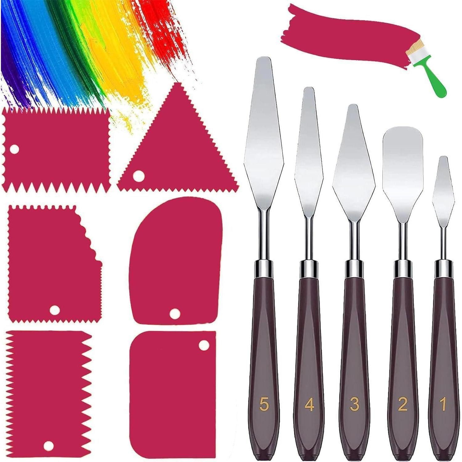 LuxusKollektion Malerspachtel Spachtel Set 11 Strukturpaste Palettenmesser Abstreifermesser RM-GB-02