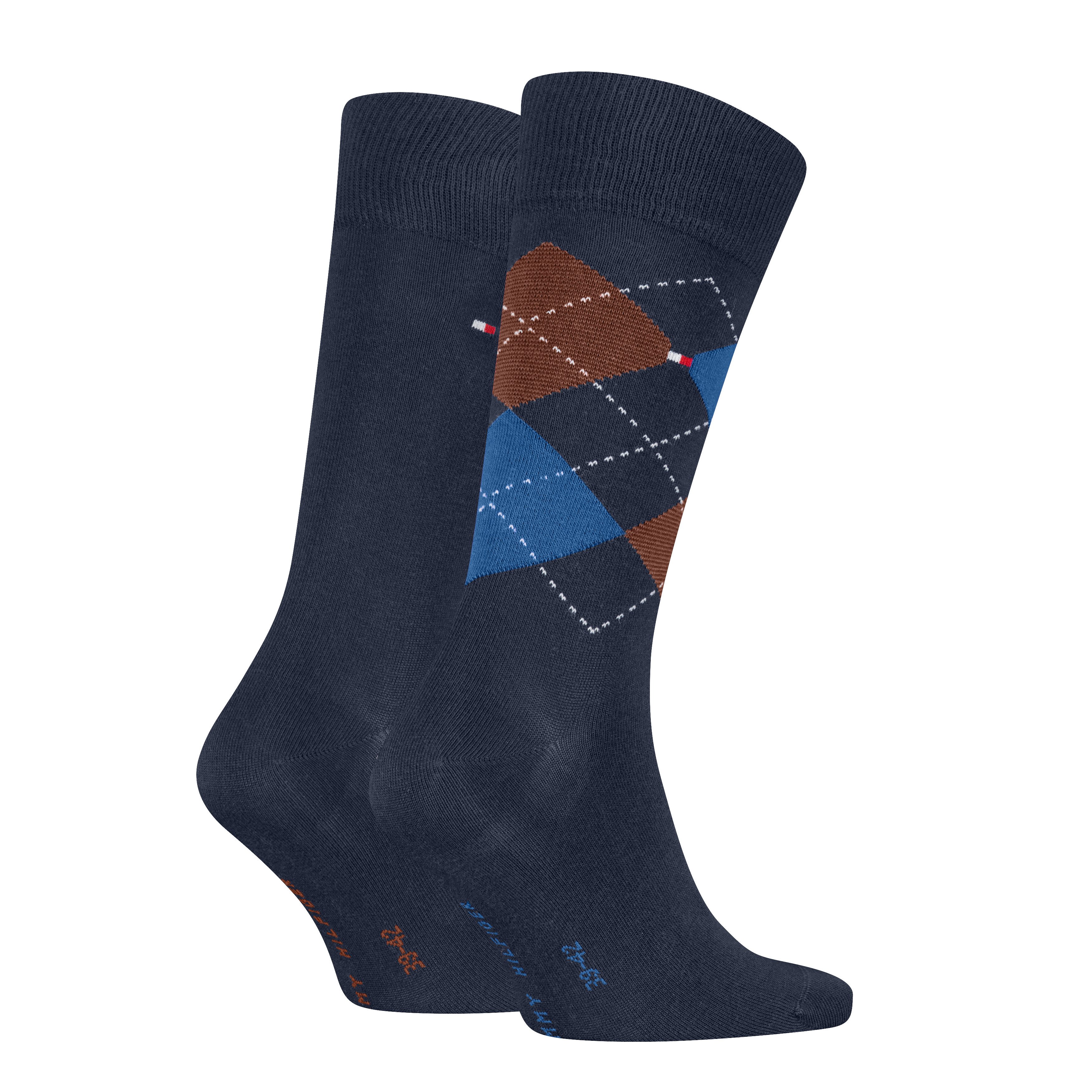 Tommy Hilfiger Socken TH MEN SOCK CHECK 2P (2-Paar, 2 Paar) mit klassischem Argyle-Design