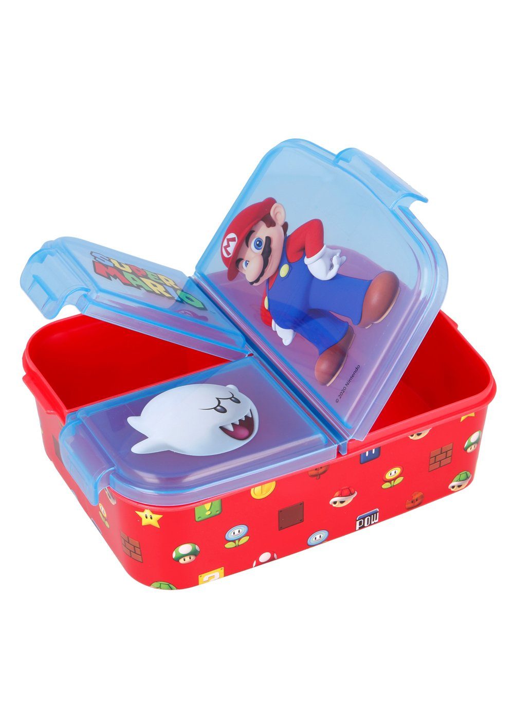 Super Mario Lunchbox Brotdose Super Mario, Vesperdose mit 3 Fächern, BPA-frei