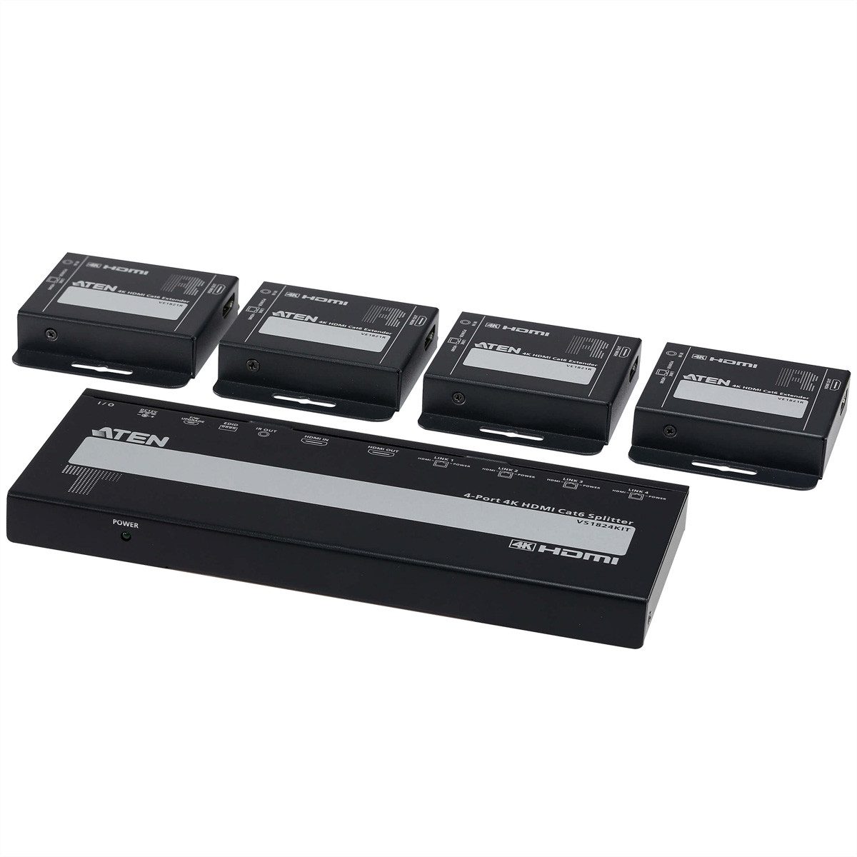 Aten VS1824KIT 4-Port 4K HDMI Cat6 Splitter mit 4 Empfänger Audio- & Video-Adapter