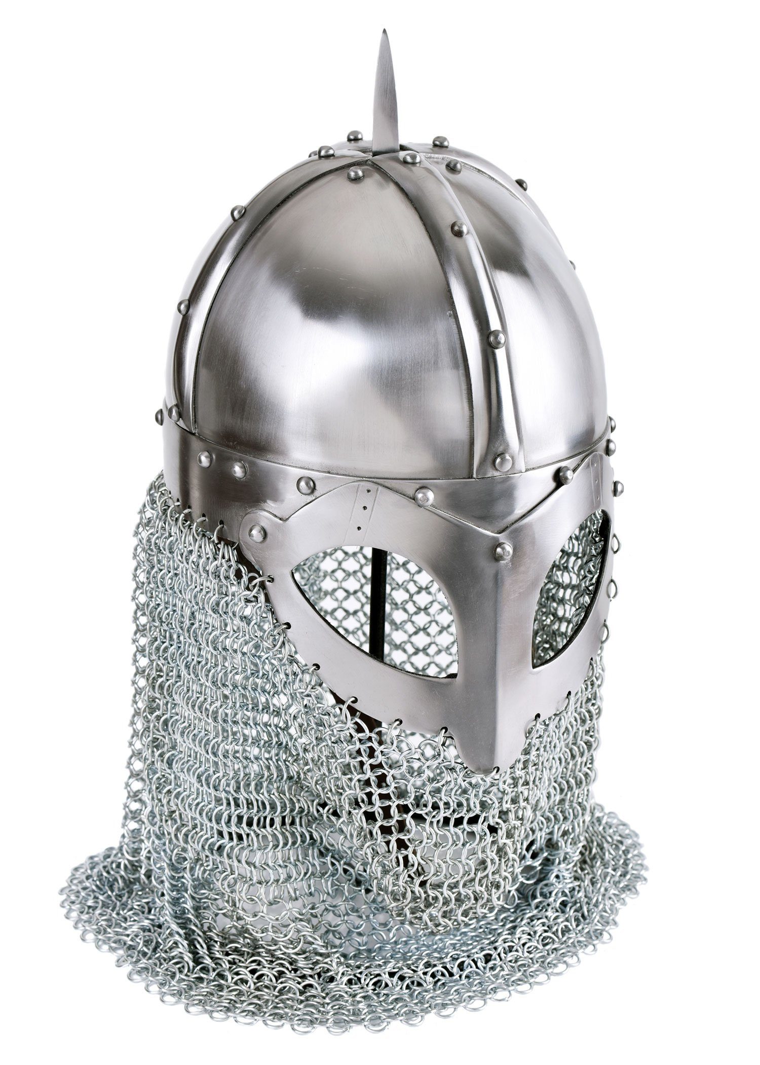 Ritter-Kostüm Wikinger Brillenhelm mit Kettenbrünne, 2 mm Stahl - schaukampftauglich