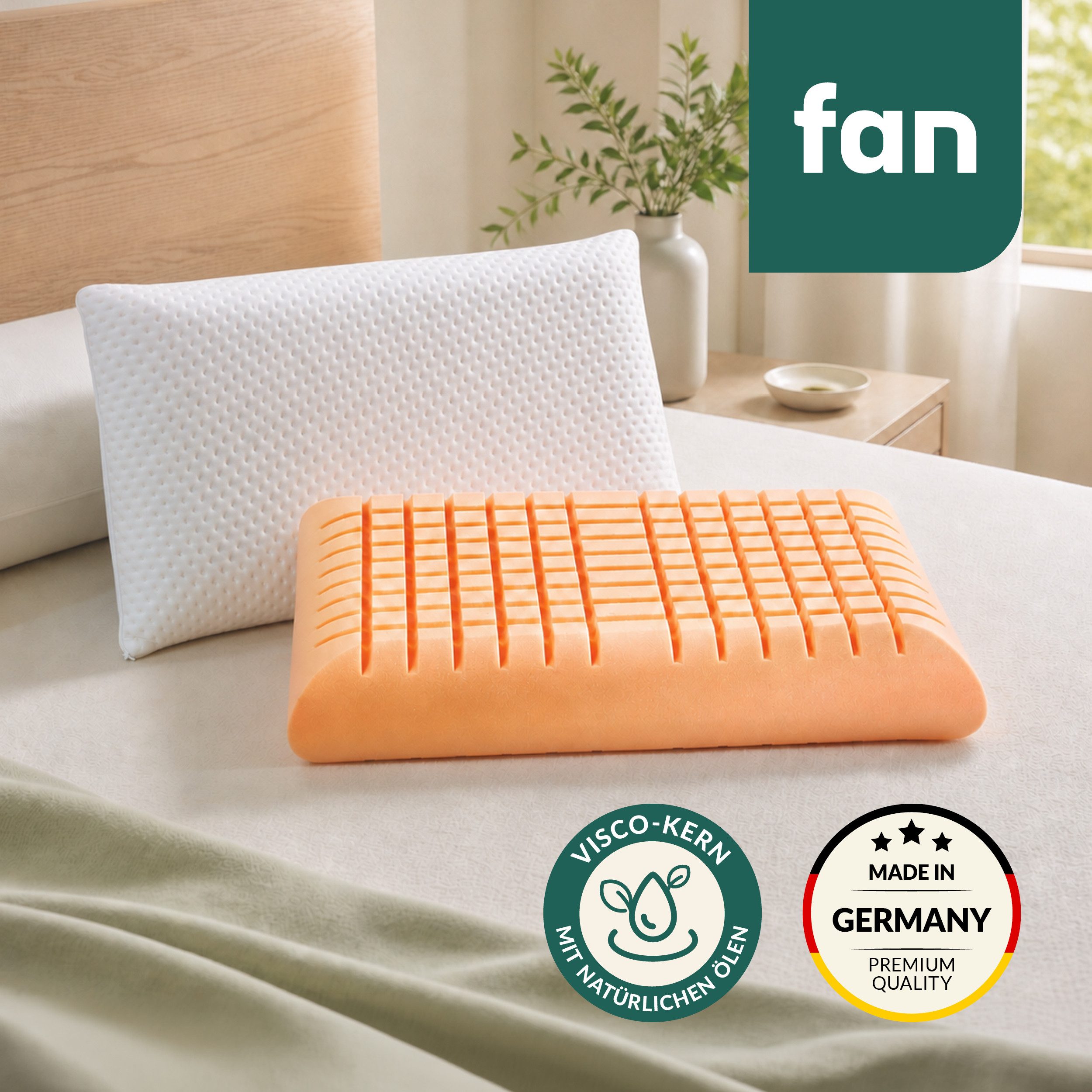 fan Nackenstützkissen Soja Dream, Füllung: Viscoschaum, Bezug: Doppeljersey mit Viscose, Seitenschläfer, Rückenschläfer, mit einer Höhe von ca 10 cm
