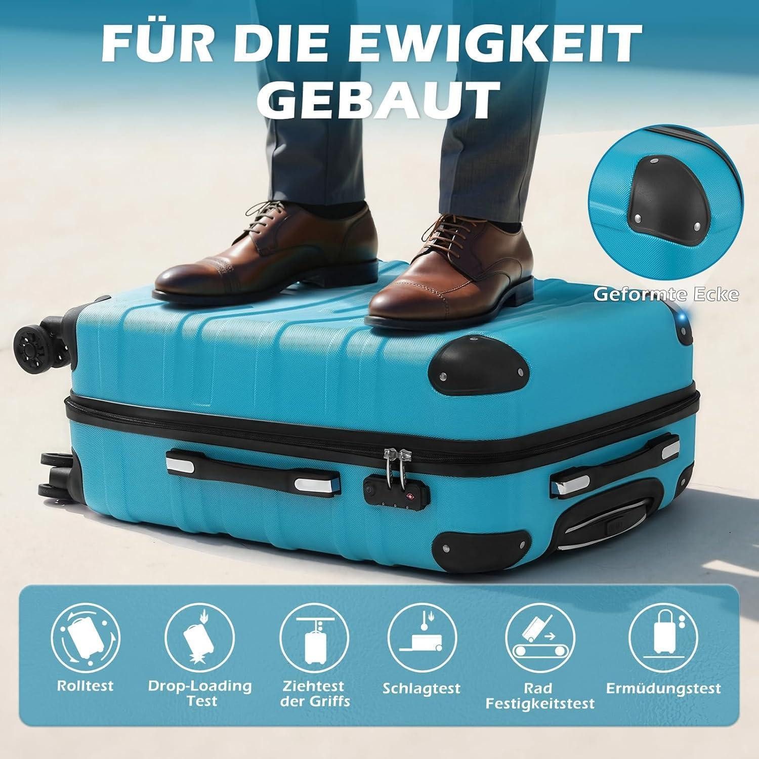 LuxusKollektion Kofferset Hartschalen-Koffer Set 3-teilig Erweiterbares Gepäck Dunkelgrün