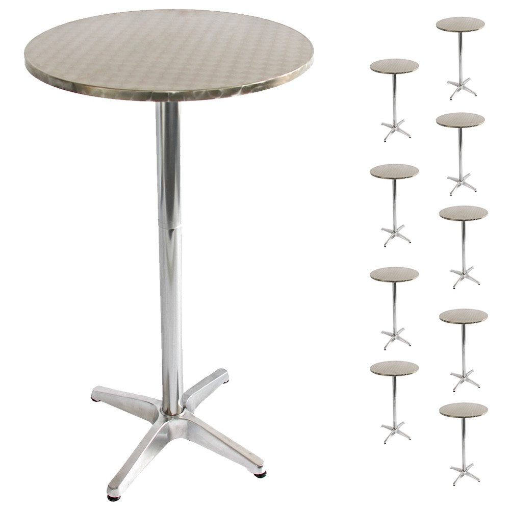PROREGAL® Stehtisch Alu-Stehtisch höhenverstellbar & klappbar, Rund HxØ 70-110x60cm (10-St), Vielseitiger Stehtisch aus Aluminium HxØ 70-110x60cm