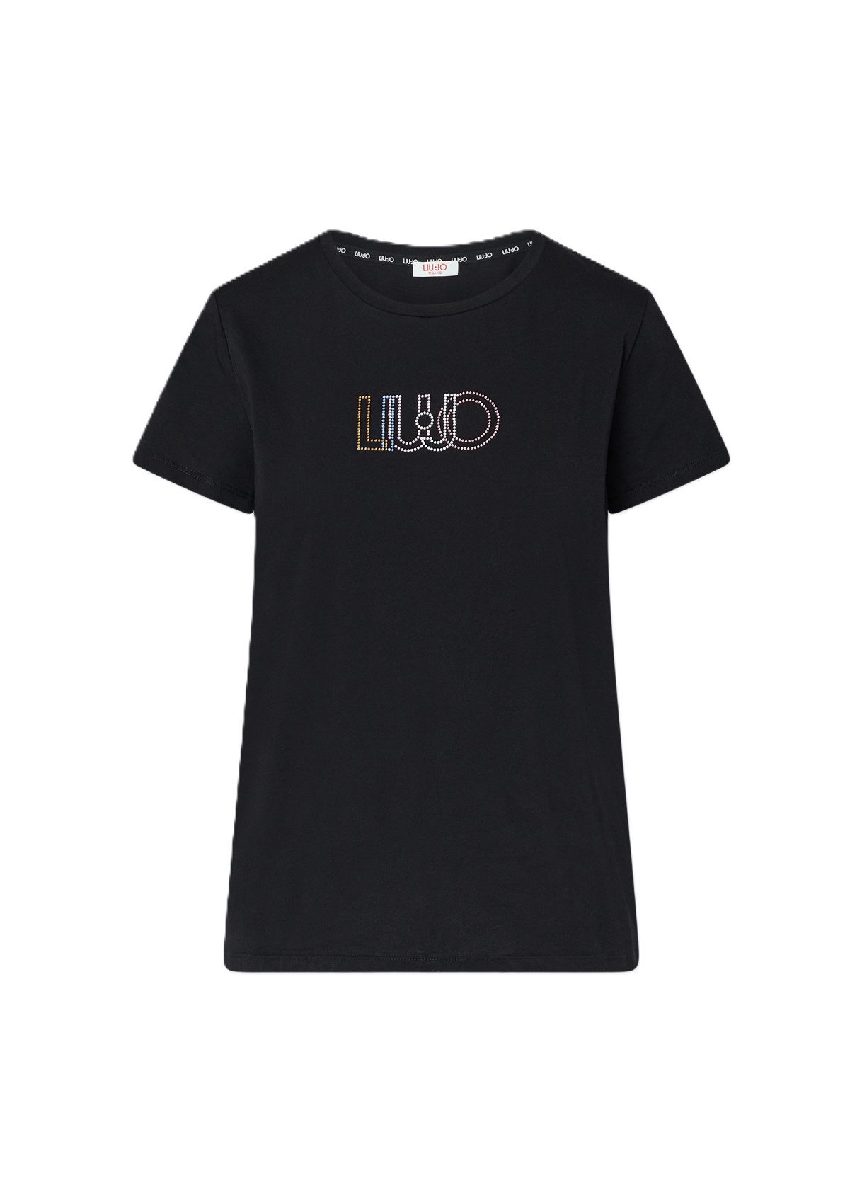 Liu Jo T-Shirt ECS T-SHIRT BASICA M/C - Logo Shirt mit Strass schwarz