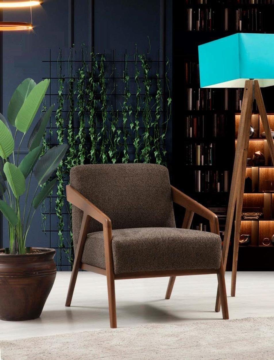 JVmoebel Sessel, Sessel Sitzer Wohnzimmer Stil Stoff Polyester Sitz 1 Design Modern
