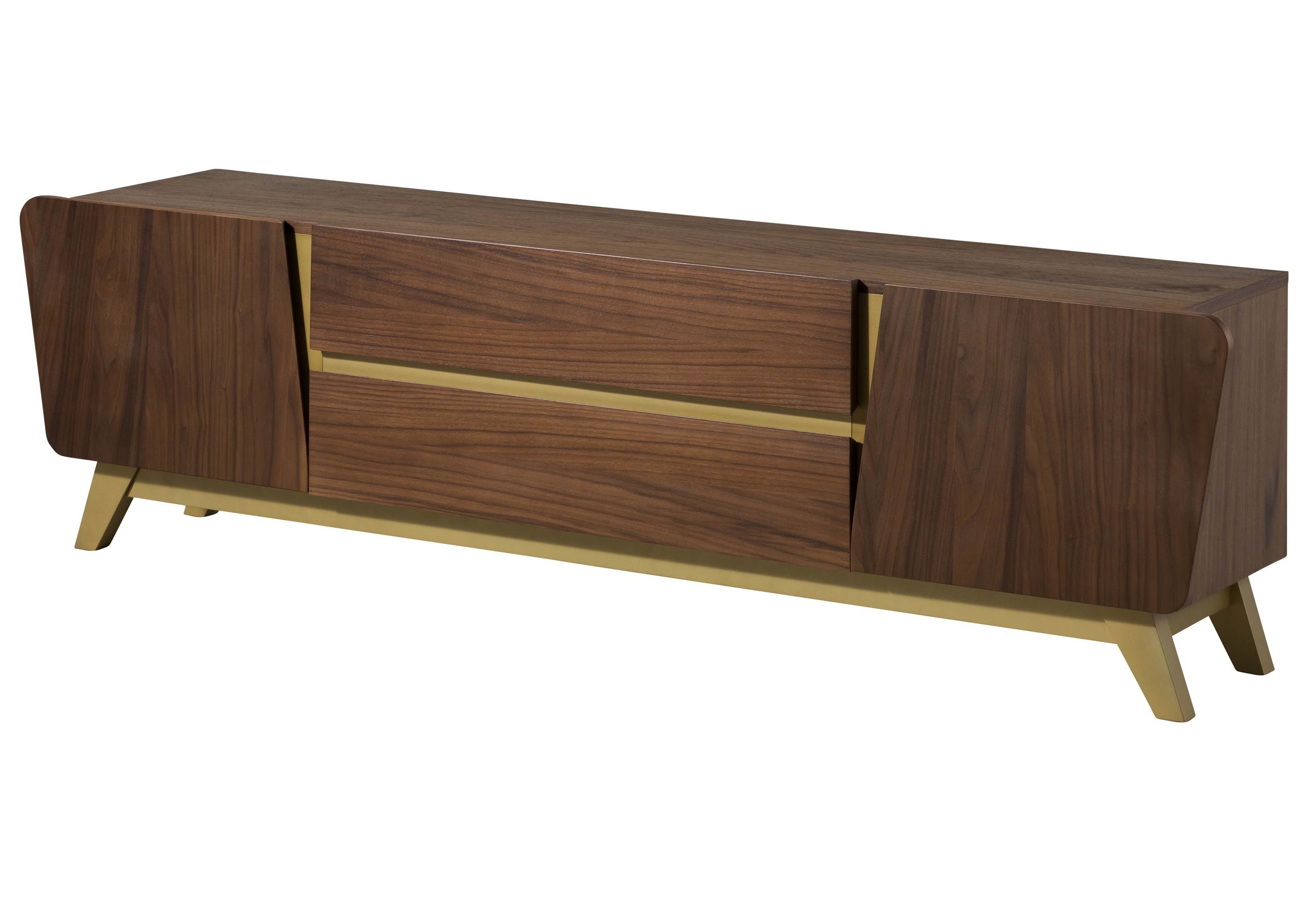 Massivmoebel24 TV-Board BUTTERFLY (Massivholz), Nussbaum-Echtholzfurnier 200x40x55 braun lackiert BUTTERFLY #110