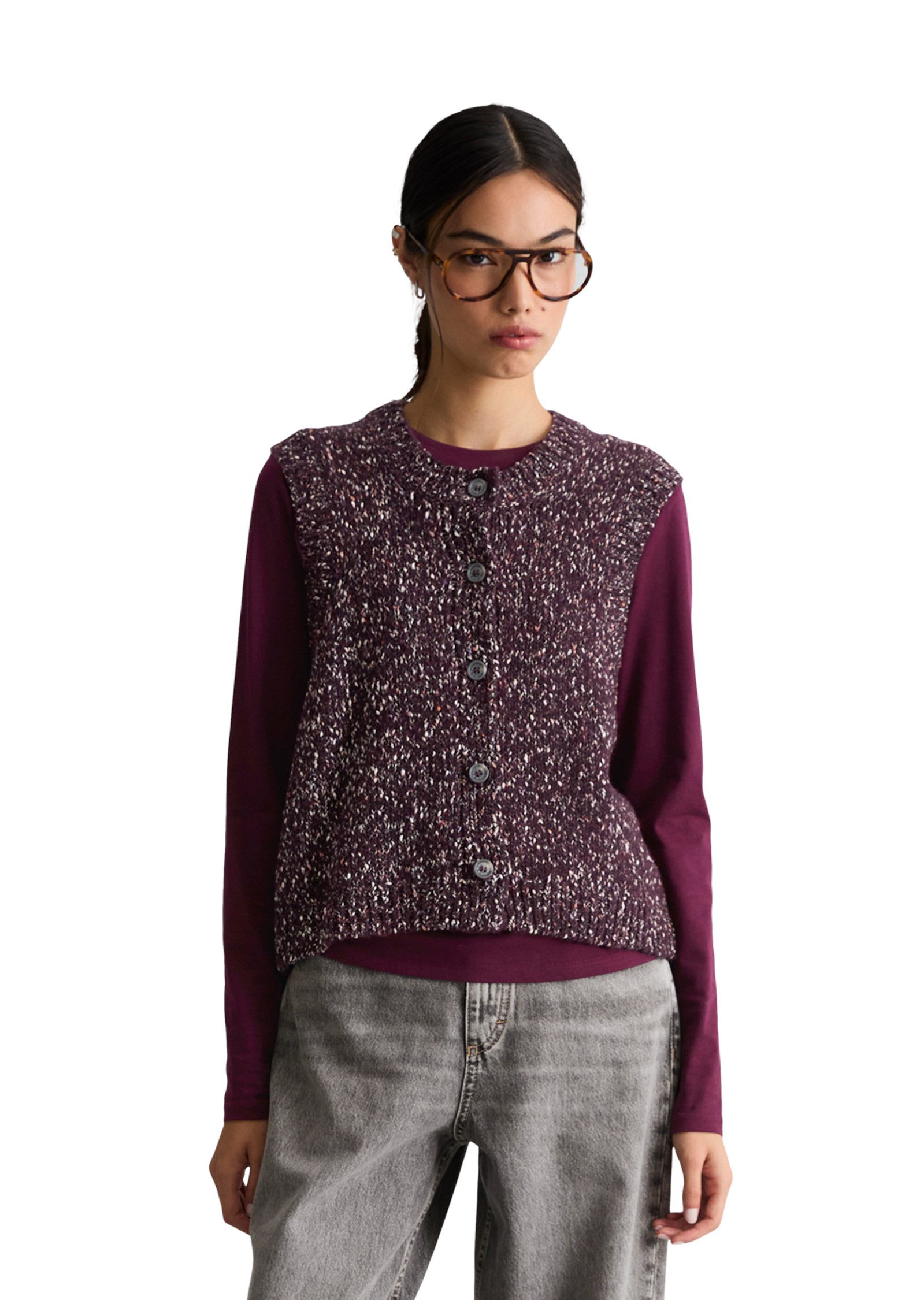 Marc O'Polo DENIM Strickweste regular aus Baumwoll-Schurwolle-Mix