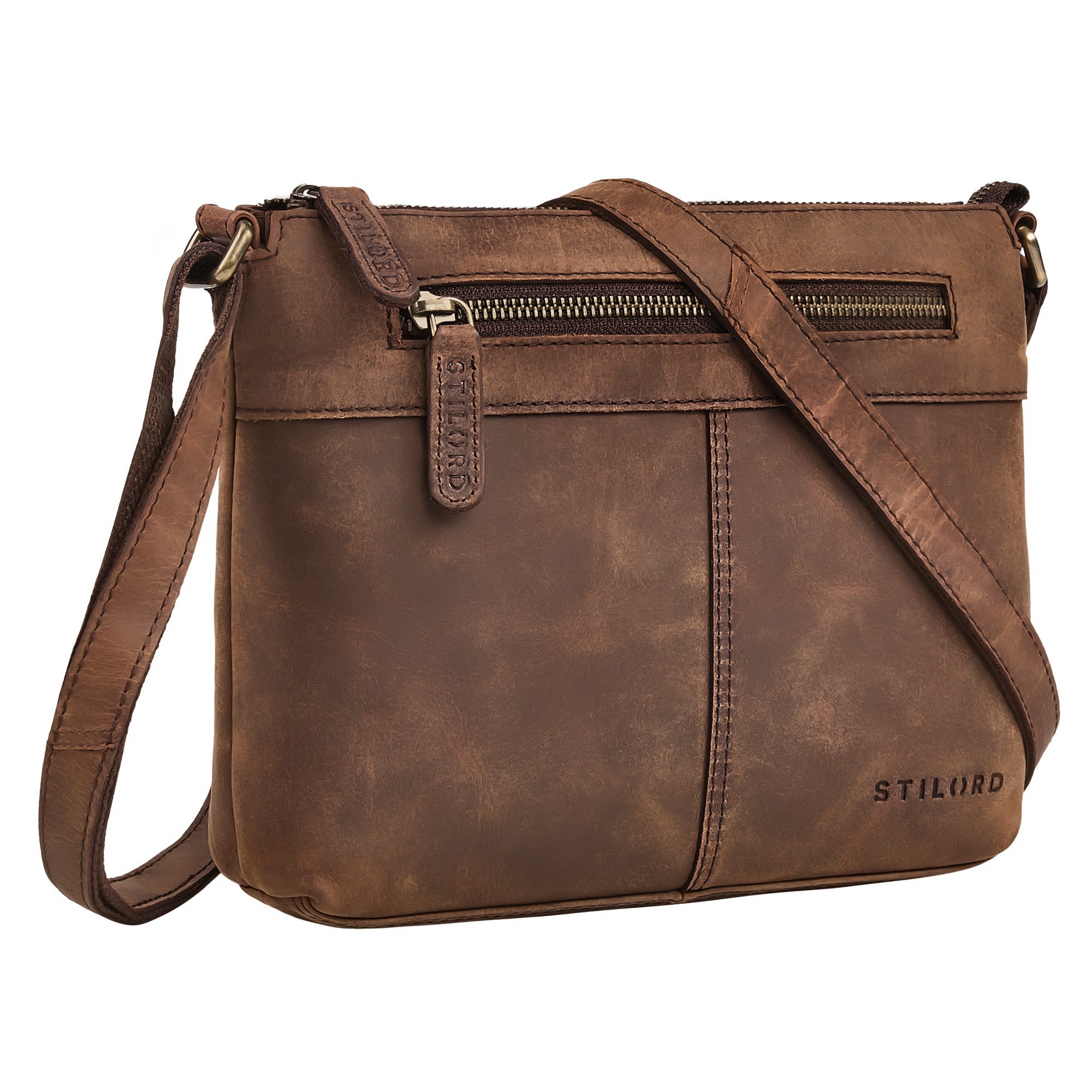 Handtasche "Odelia" Schicke Kleine Echt Ledertasche mit Gurt für Damen