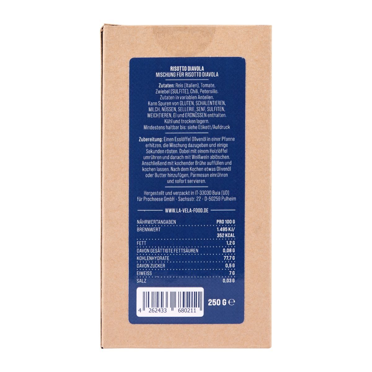 La Vela Reis La Vela Risotto Diavola, Mediterranes Risotto mit Chili, 250 g