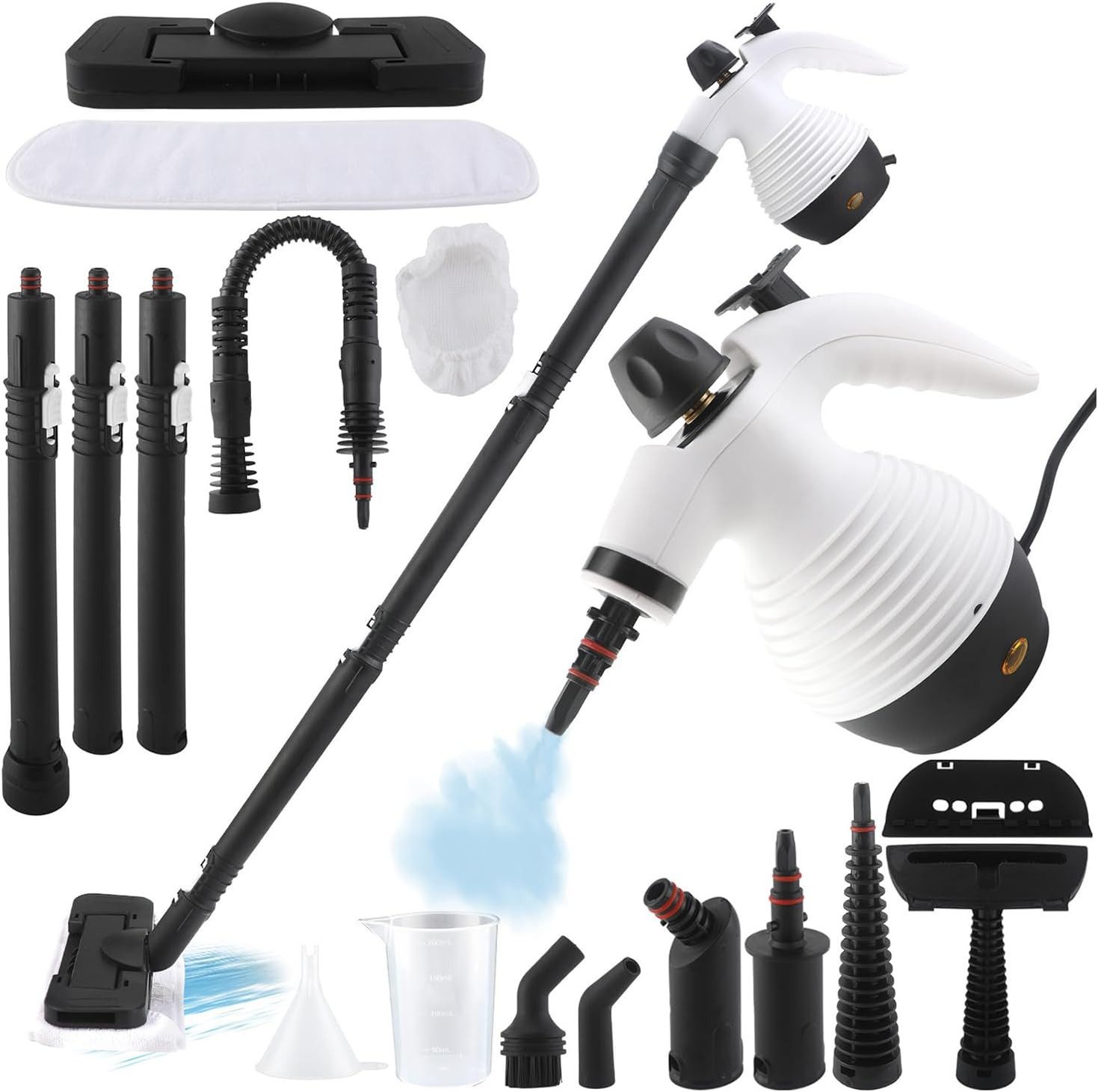 Topcony Handdampfreiniger 1050W Handdampfreiniger tragbar mit 16-teiligem Zubehörset, 1050 W, Für Herde, Backöfen Fliesen und Polstermöbel Sicherheitsverriegelung