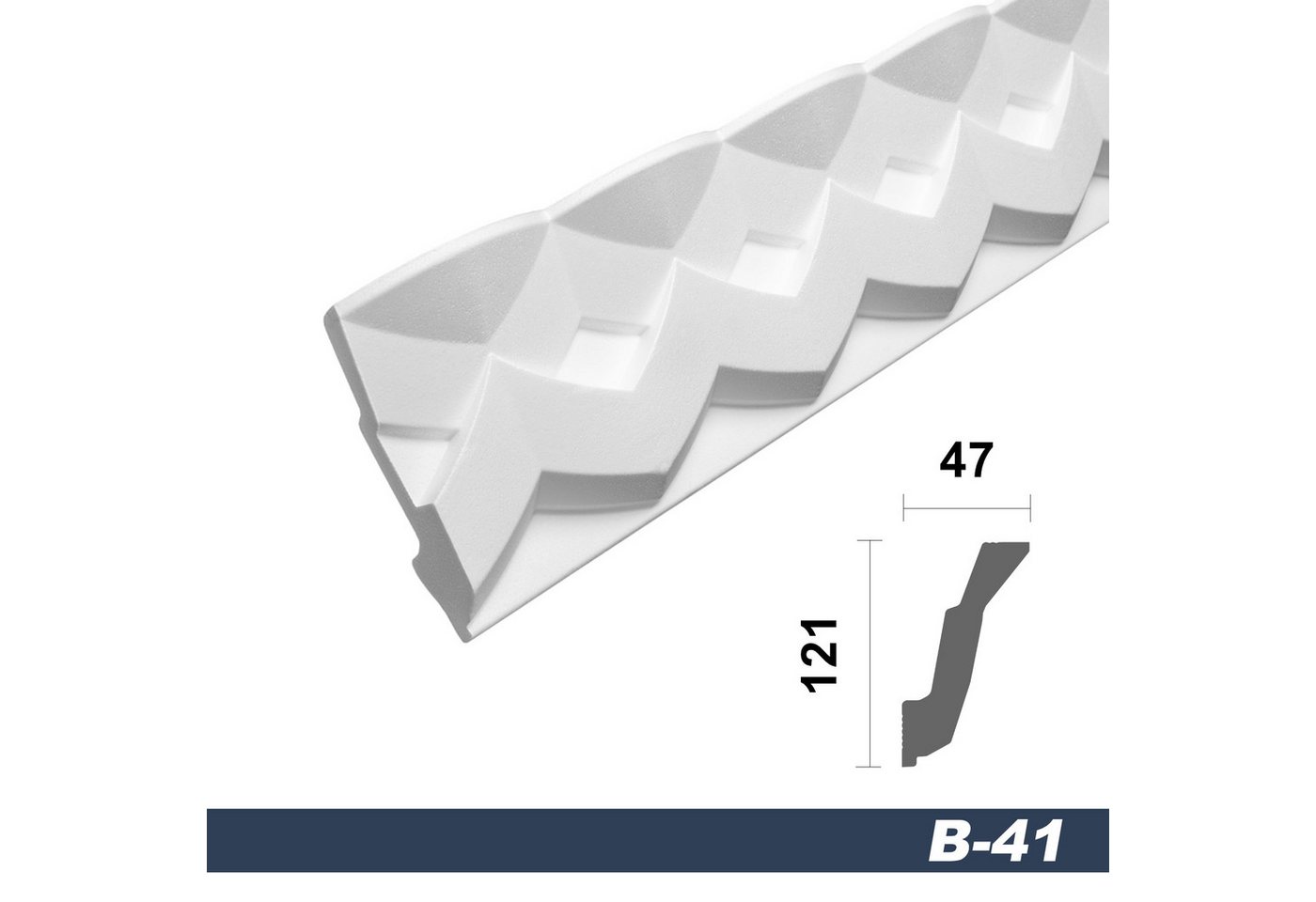Thumbnail - marbet design Stuckleiste B-41, 20 Meter, Deckenleisten Sparpaket aus Styropor EPS - Stuckleisten gemustert, leicht im t...