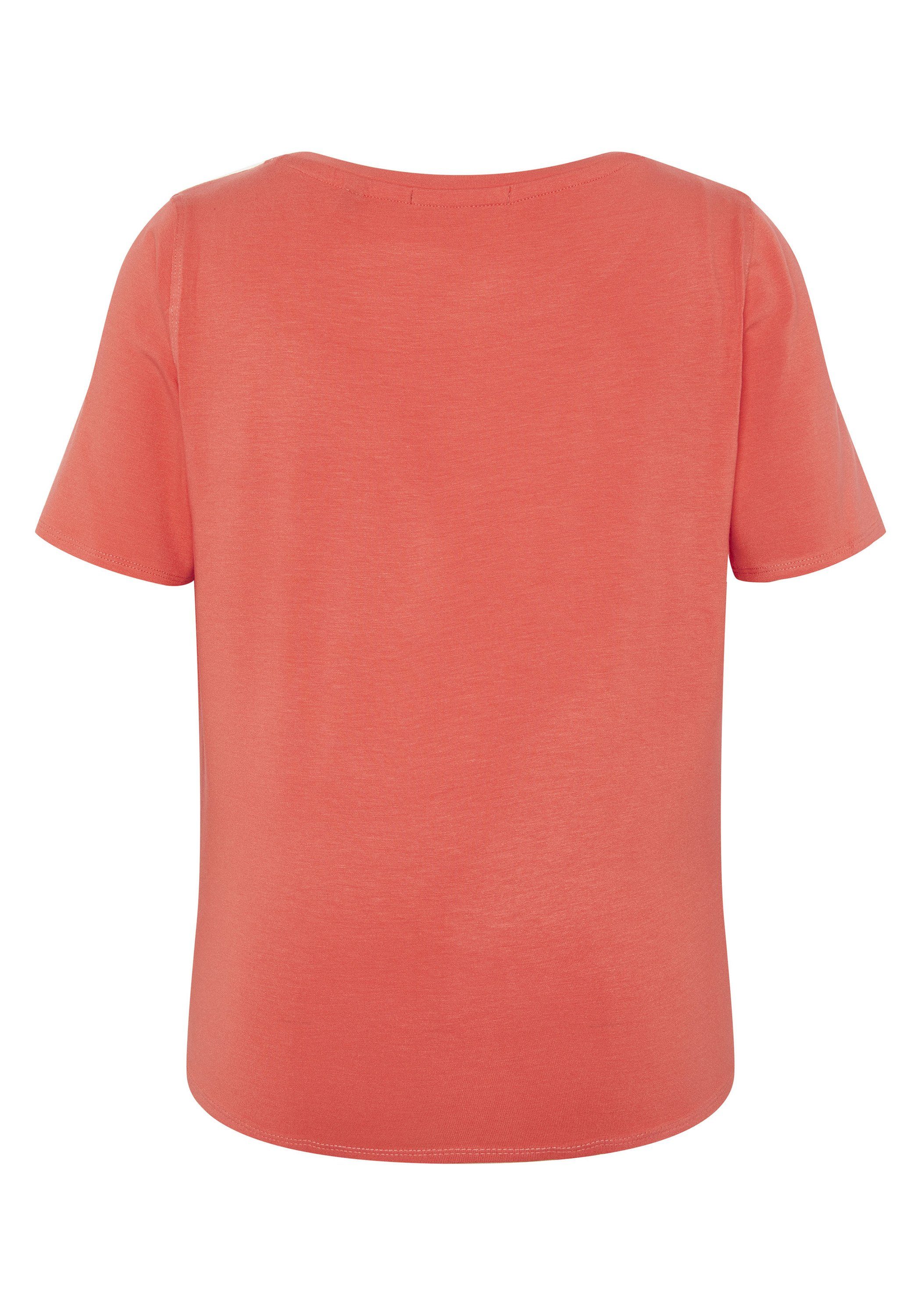 Schleifen-Akzent und mit Print Coral 17-1656 Hot 1 Chiemsee Shirt Print-Shirt