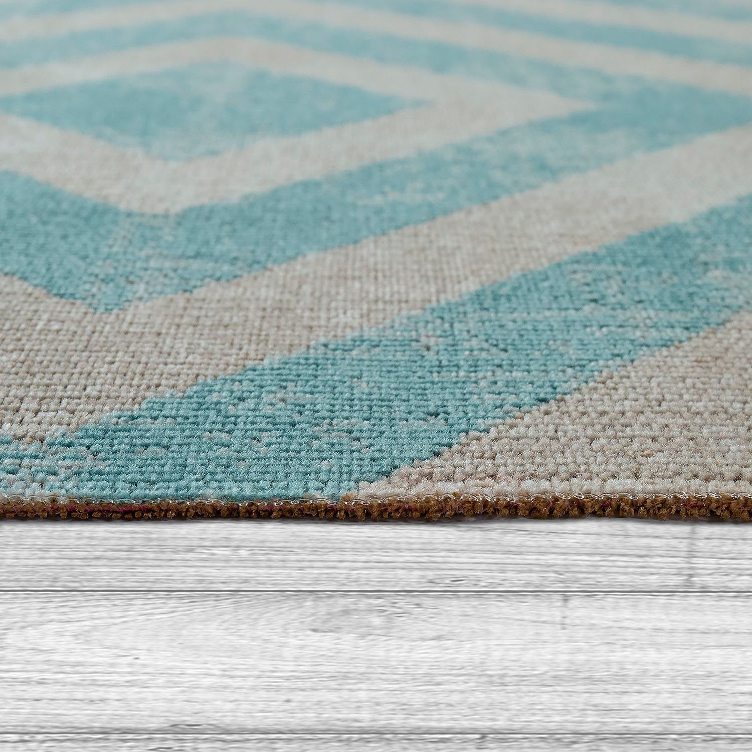 Paco Home Teppich Poco 821, rund, Höhe: 6 mm, Kurzflor, Rauten-Design, In- und Outdoor geeignet