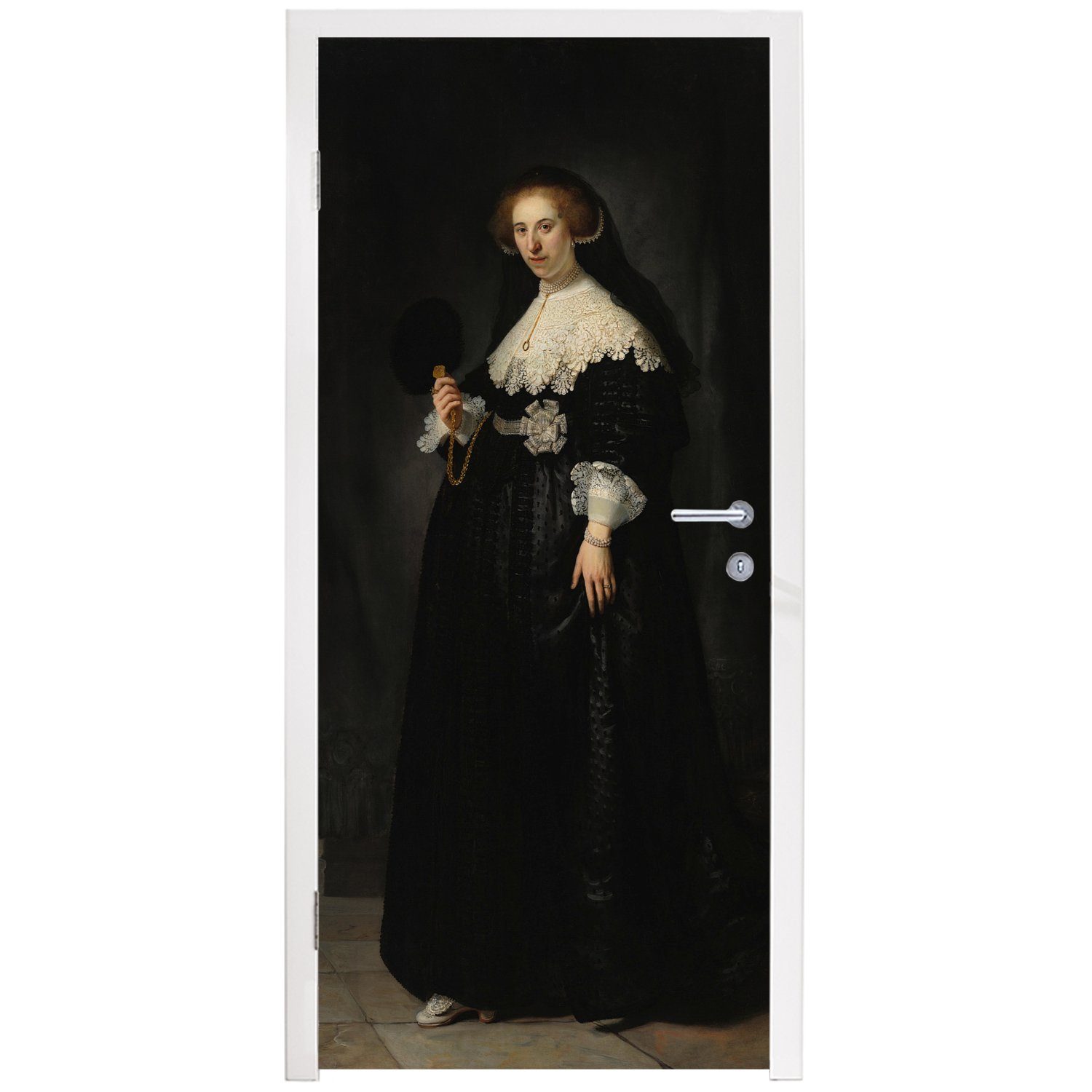von 75x205 Fototapete Matt, für Coppit cm van Oopjen Türaufkleber, Rijn, bedruckt, Tür, Türtapete - St), (1 Rembrandt MuchoWow Eheporträt