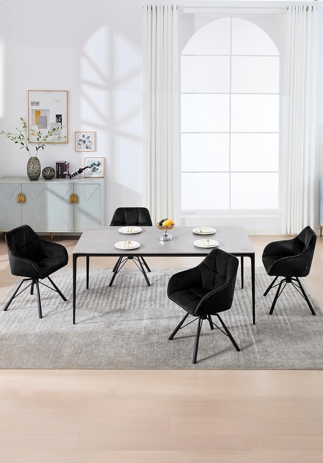 Woltu Polsterstuhl (6 St), drehbar Esszimmerstuhl mit Armlehnen Rückenlehne