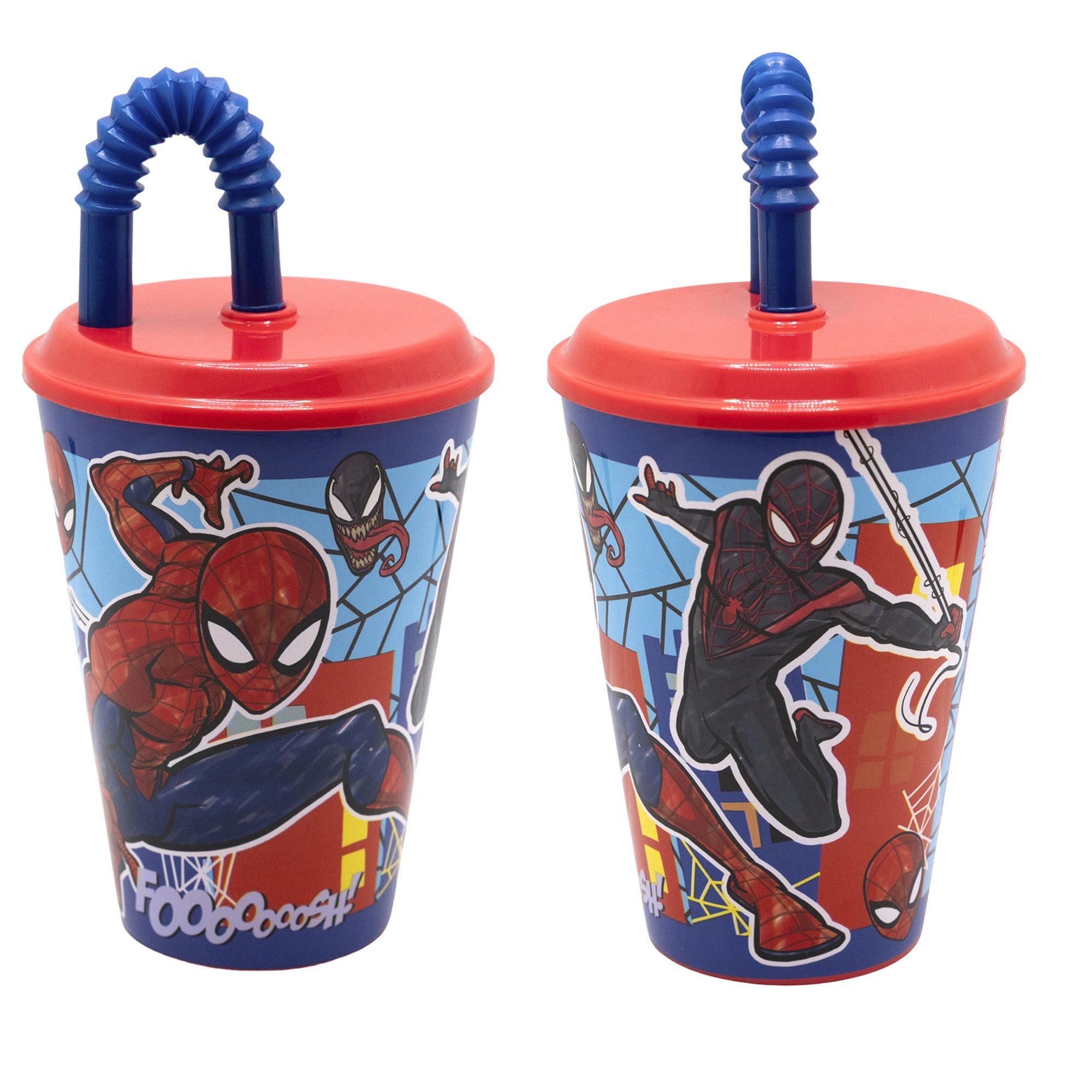 MARVEL Kinderbecher Marvel The Amazing Spiderman Trinkbecher Кружки mit Halm 430 ml