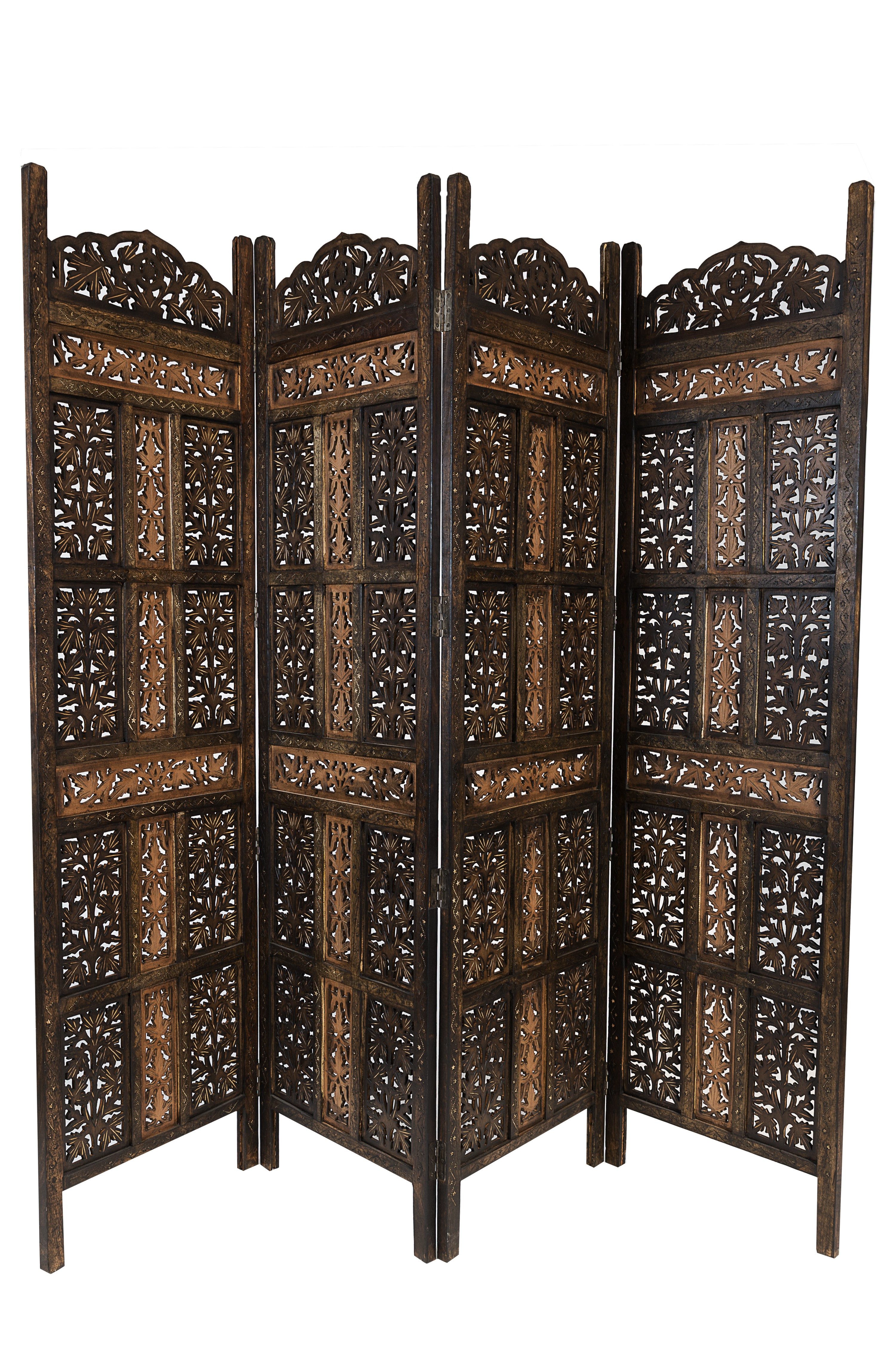 Marrakesch Orient & Mediterran Interior Paravent Paravent Krishna Raumteiler Holz Handarbeit orientalisch 200cm (1 St), Handarbeit