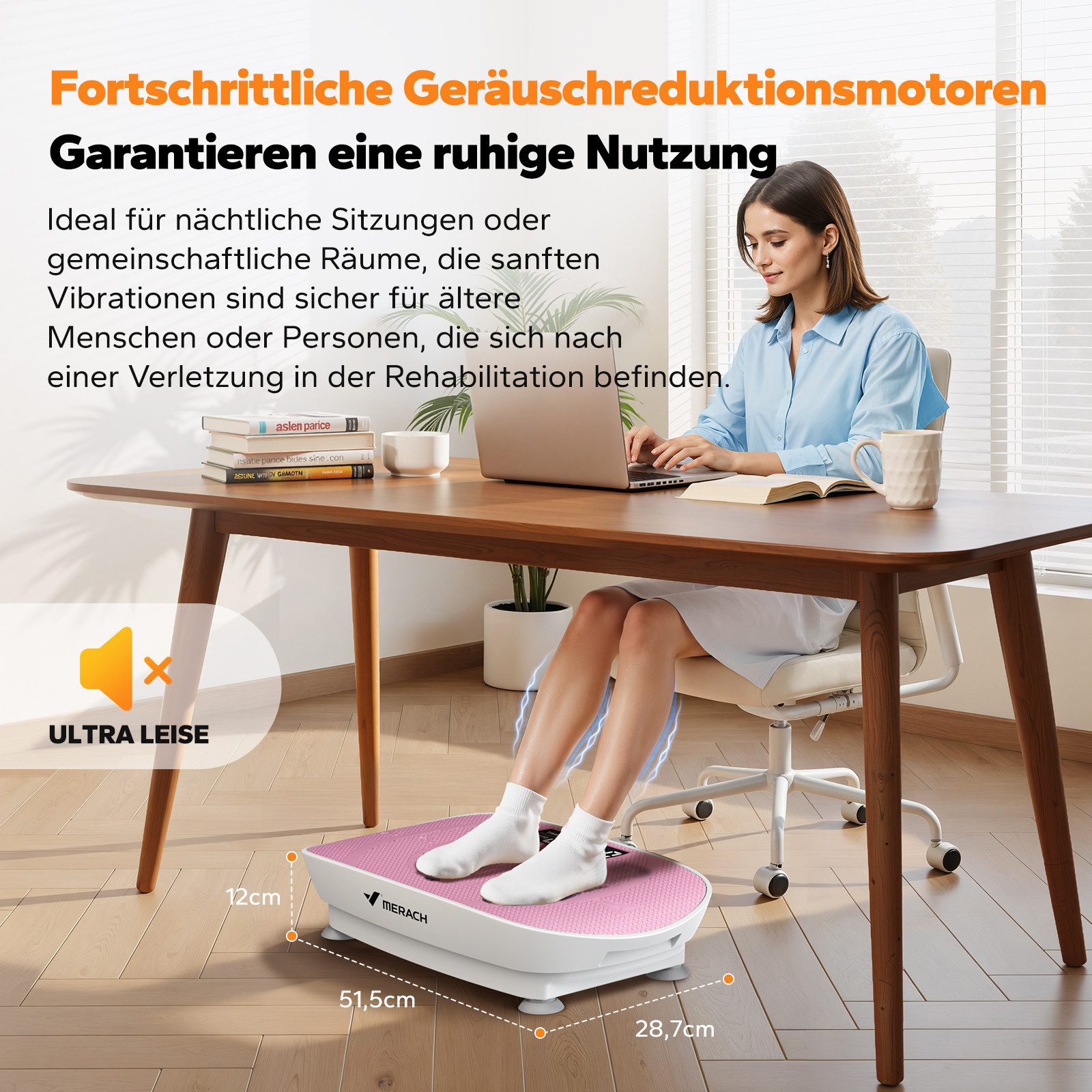 MERACH Vibrationsplatte Mini-Vibrationsplattform mit LED-Display, 100 W, 10 Intensitätsstufen, mit Fernbedienung, für Ganzkörpertraining zu Hause, bis 150 kg