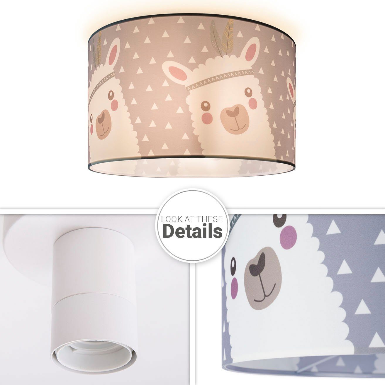 Paco Home Deckenleuchte Ela LED Lama-Motiv, E27 Kinderzimmer Deckenlampe Kinderlampe ohne 214, Lampe Leuchtmittel