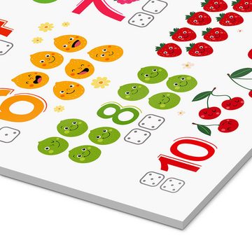 Posterlounge Acrylglasbild Heyduda, Zahlen lernen mit frechen Früchten, Kinderzimmer Illustration