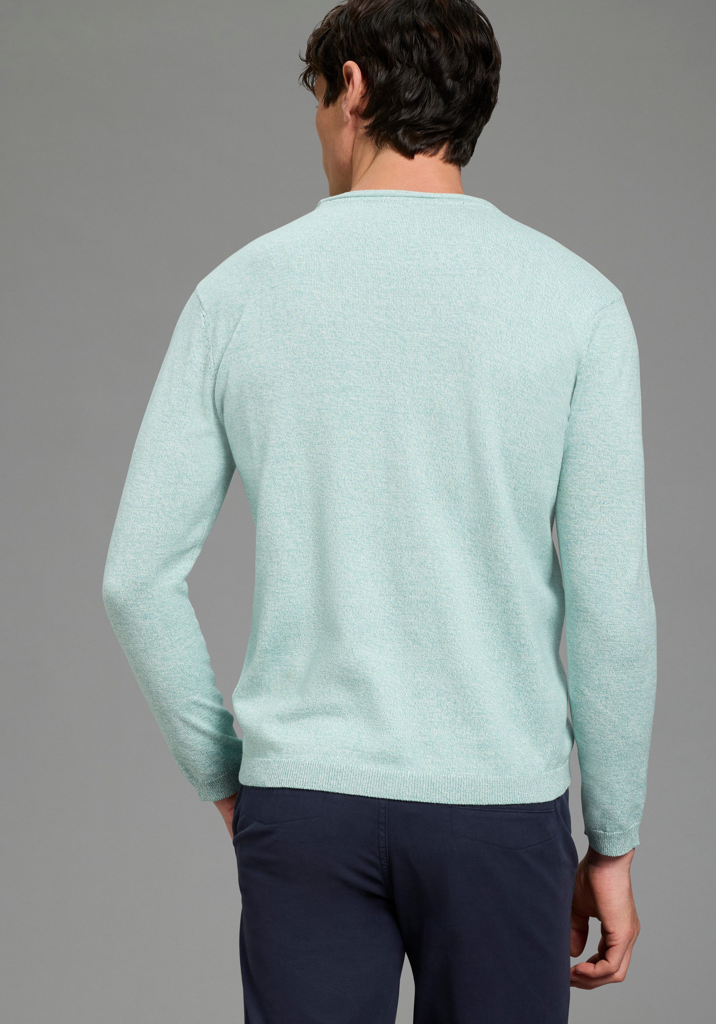 Bruno Banani Rundhalspullover aus Baumwolle, mit Rundhalsausschnitt, Langarm, melierte Optik. € 29,99, (€ 29,99 pro 1 Stk).