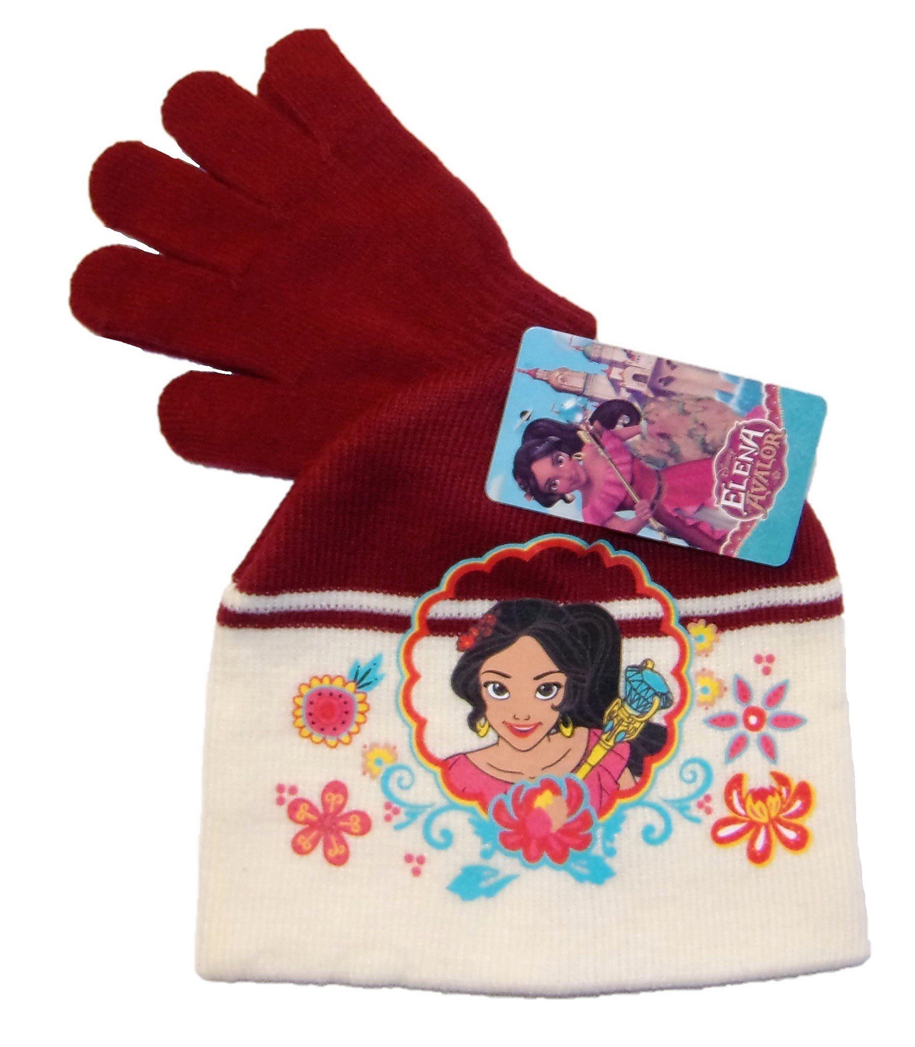 Weinrot Mütze-Handschuhe-Set Mädchen Elena 54 Disney Strickmütze für von Avalor