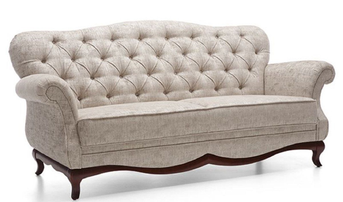 Casa Padrino Chesterfield-Sofa Luxus Art Deco Chesterfield Wohnzimmer Sofa Greige / Dunkelbraun 206 x 90 x H. 98 cm - Wohnzimmermöbel