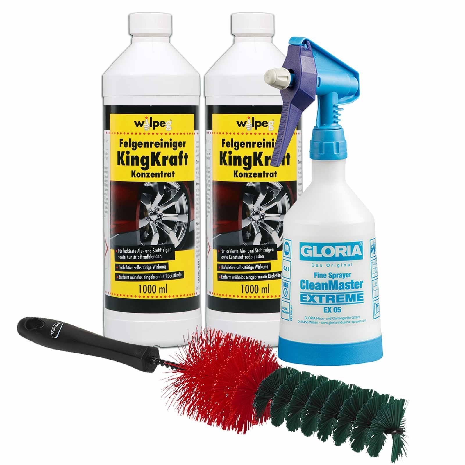 Felgenreiniger KingKraft Konzentrat 2x1L +Sprüher +Felgenbürste Alu Felgenreiniger