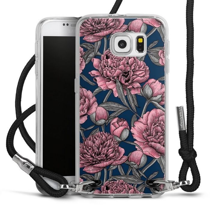 DeinDesign Handyhülle Pfingstrose Blumen Blüte Night Peony Garden 4 Samsung Galaxy S6 Handykette Hülle mit Band Case zum Umhängen
