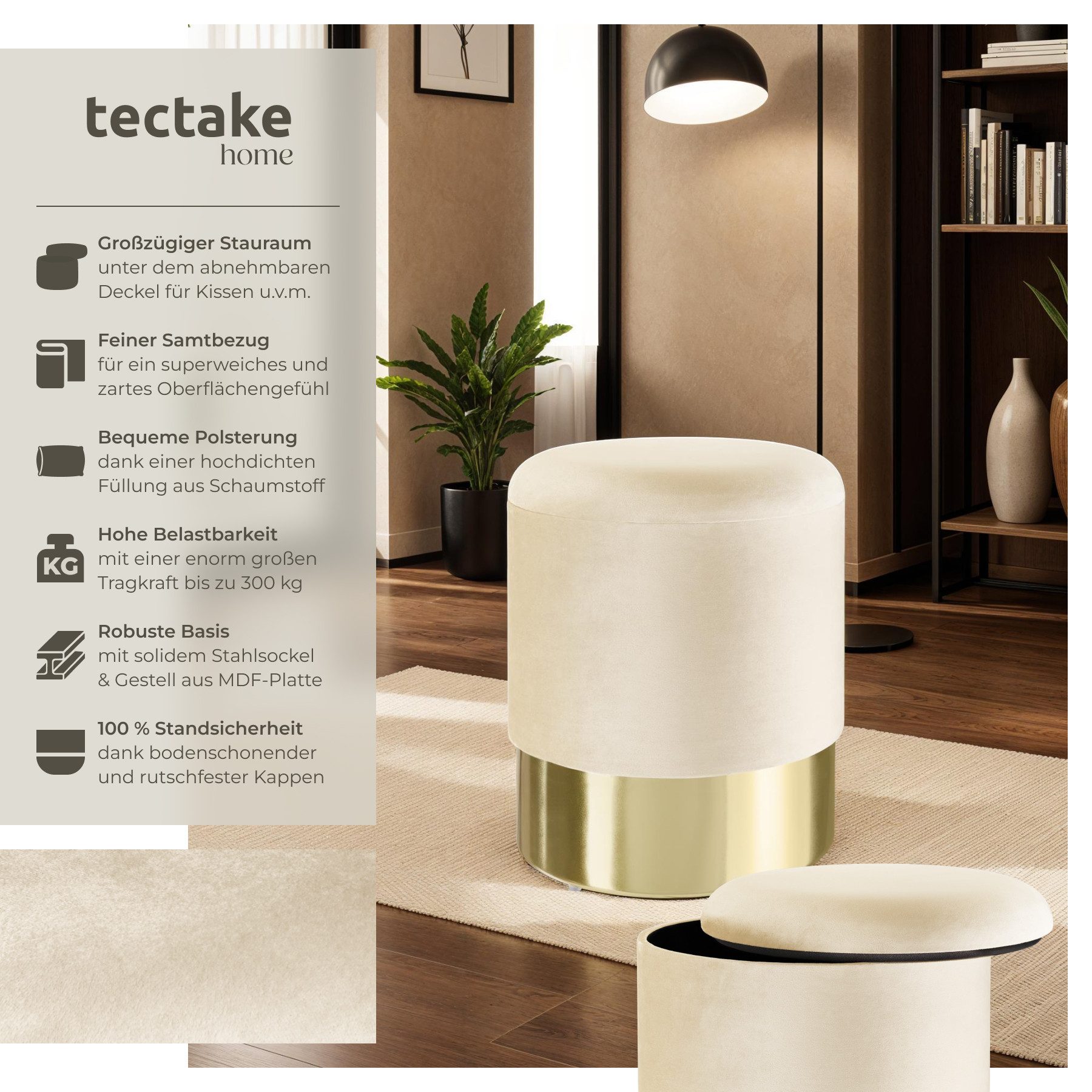 tectake Sitzhocker Schminkhocker Sarina gepolstert in günstig online kaufen